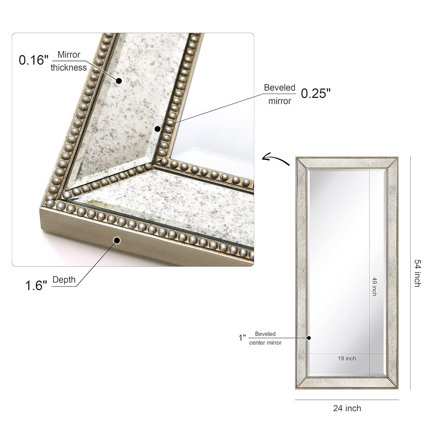 Empire Art Direct Champagne Bead Beveled Mirror, 24" x 54", Ready to Hang