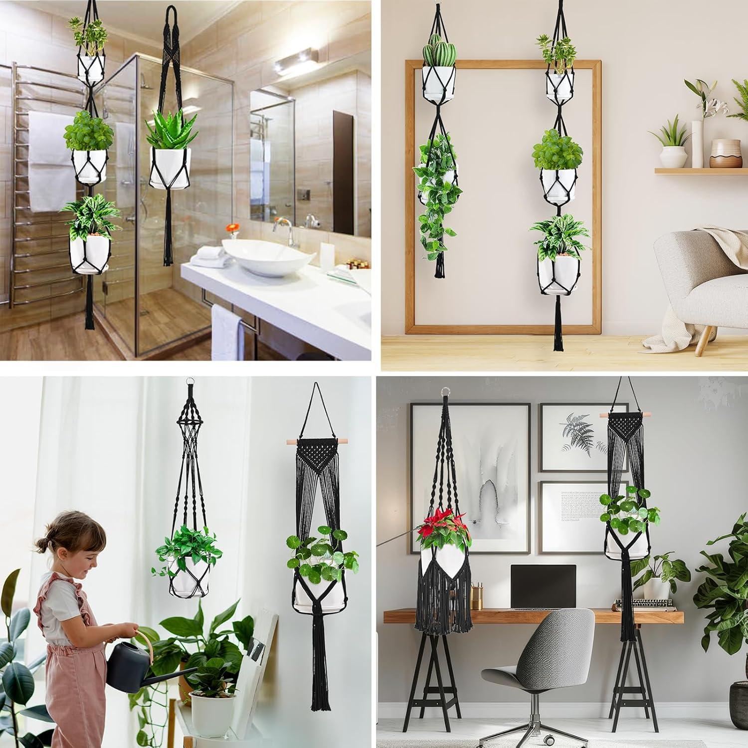 Plant Hangers, 6Pack Hanging for Indoor Plants W/Hangers Kit Handmade Macromay Plant Hangers Indoor Flower Pots