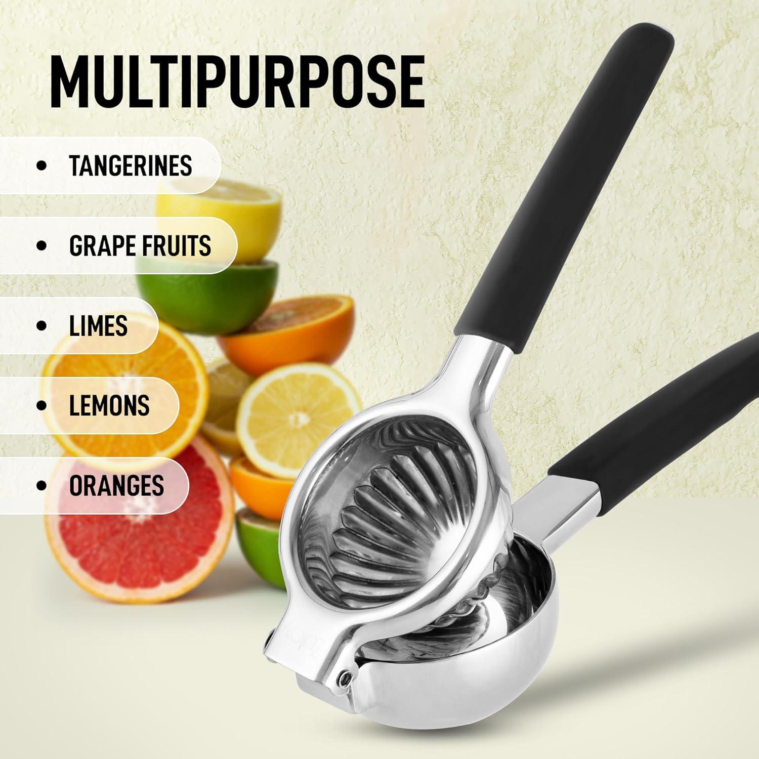 Unique Bargains Stainless Steel Lemon Citrus Manual Hand Squeezer  with Non-Slip Grip Handle Black