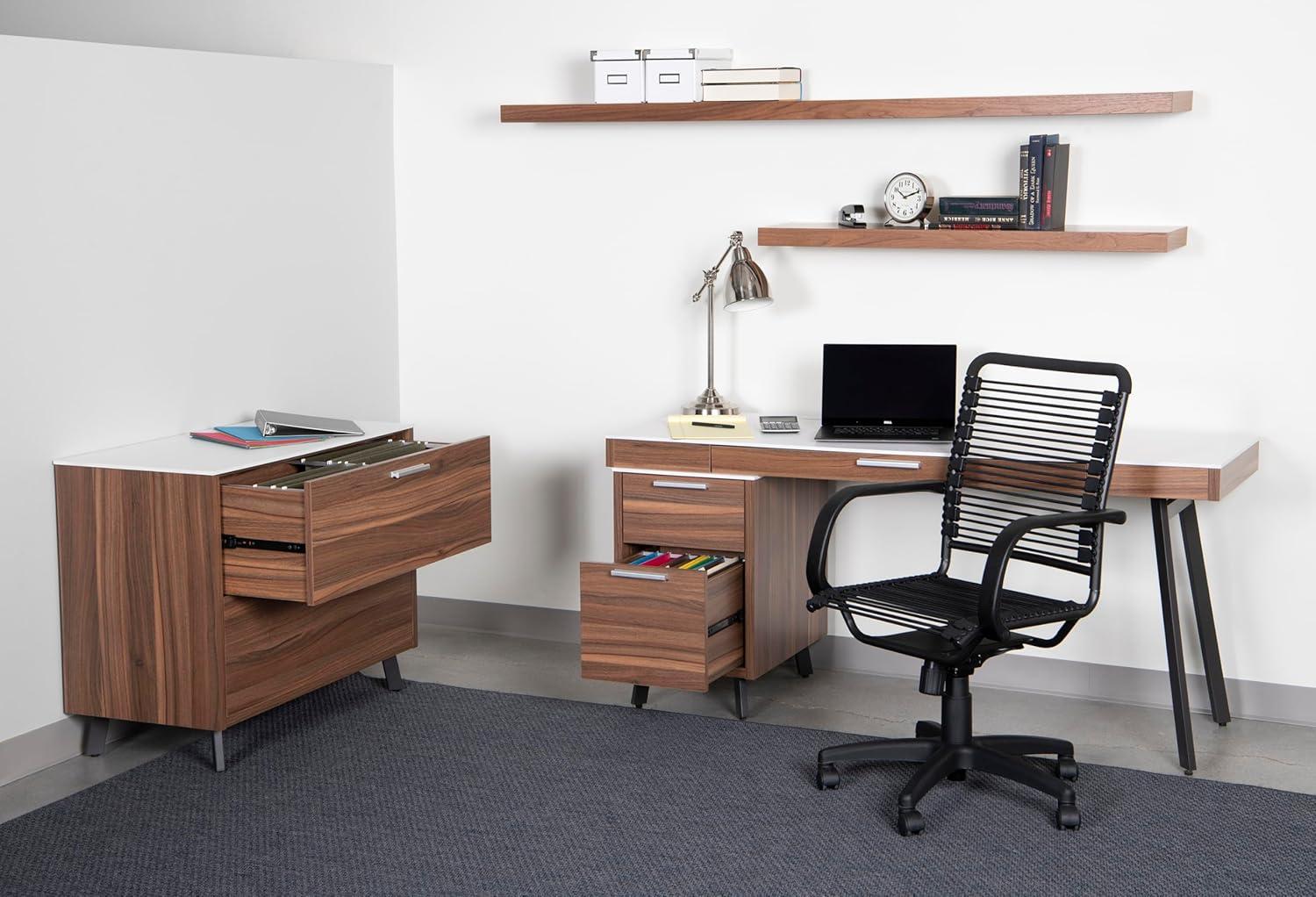 Graphite Black Metal Swivel Bungee Office Chair with High Back