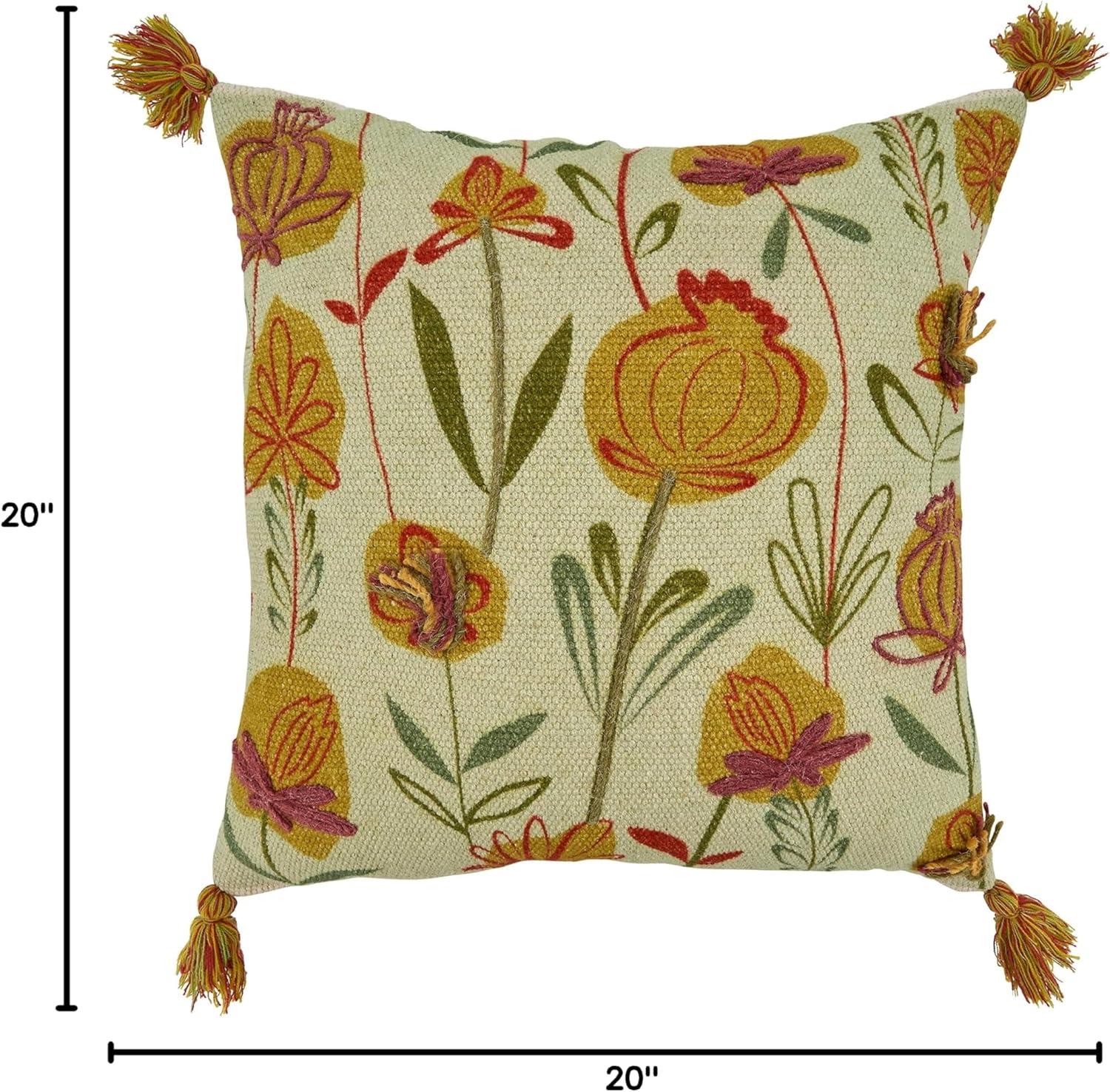Blossom Collection Floral Cotton Throw Pillow