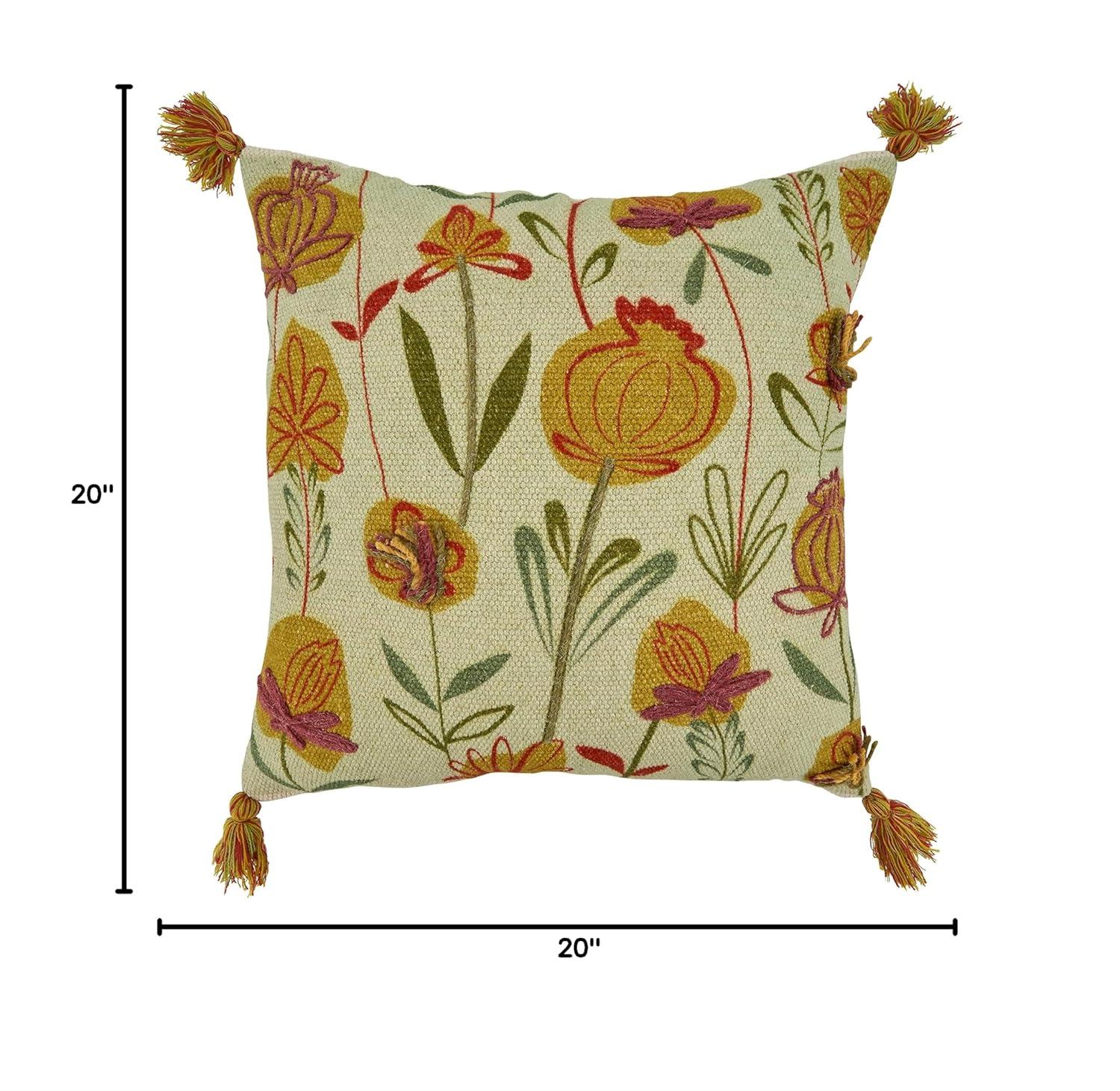 Blossom Collection Floral Cotton Throw Pillow