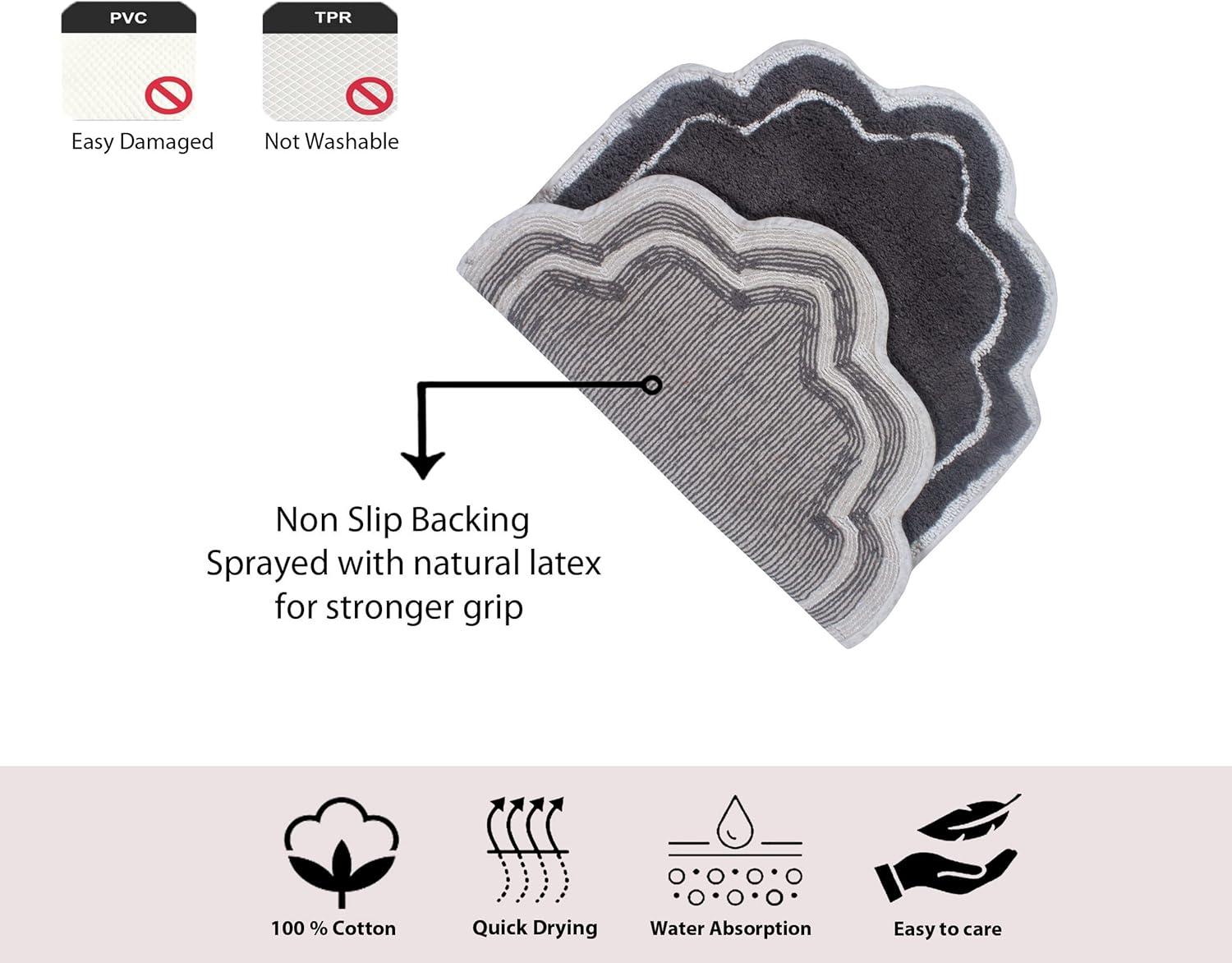 Modern Fluffy Tufted Cotton Bath Mat 21" x 34" in Dark Gray