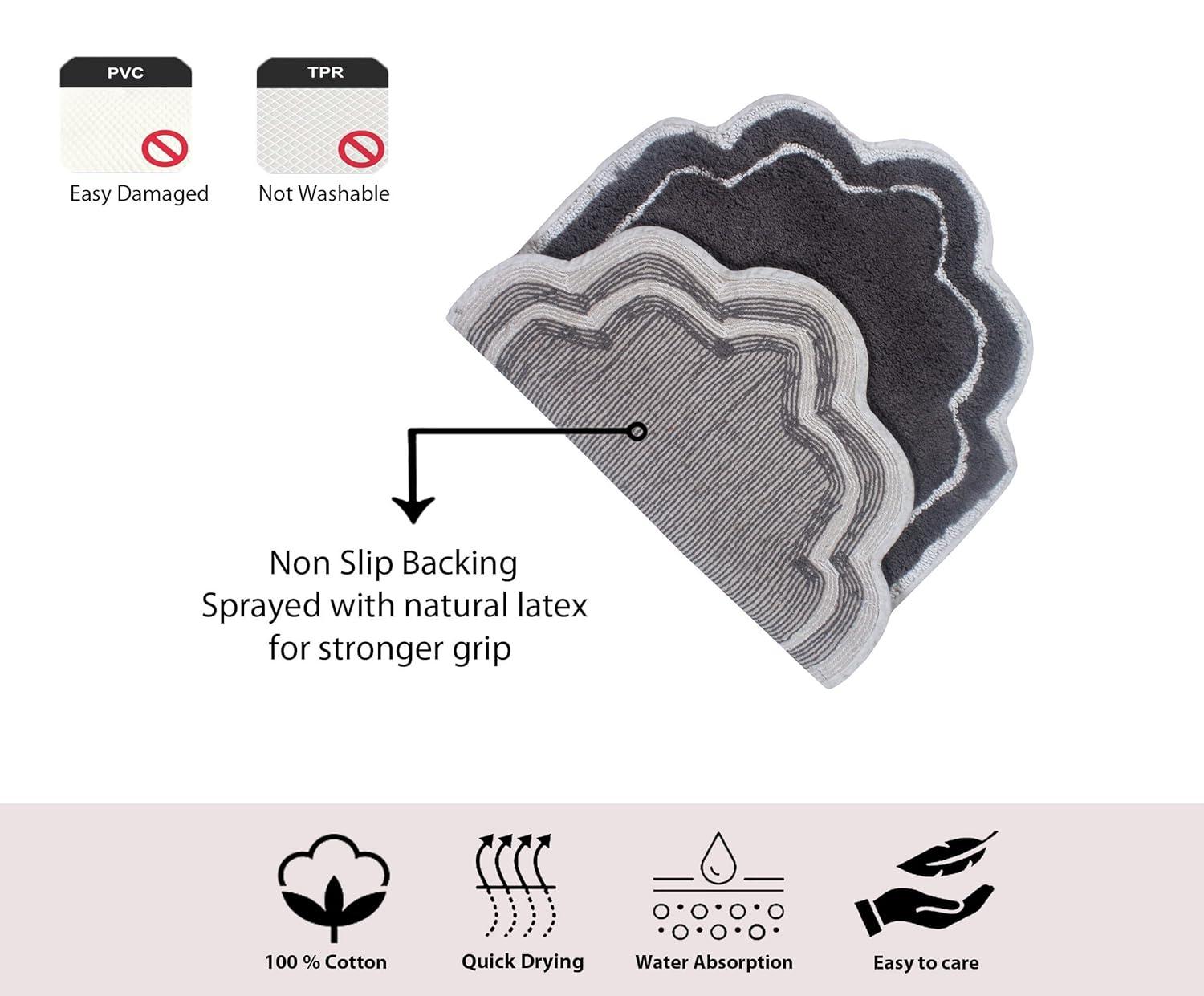 Home Weavers Allure Collection Bathroom Rug 100% Cotton Tufted Round Shape Bathroom Rug, Soft & Absorbent Bath Rugs, Non-Slip Bath Carpet, Machine Wash Dry Bath Mats - 30" Round, Dark Gray