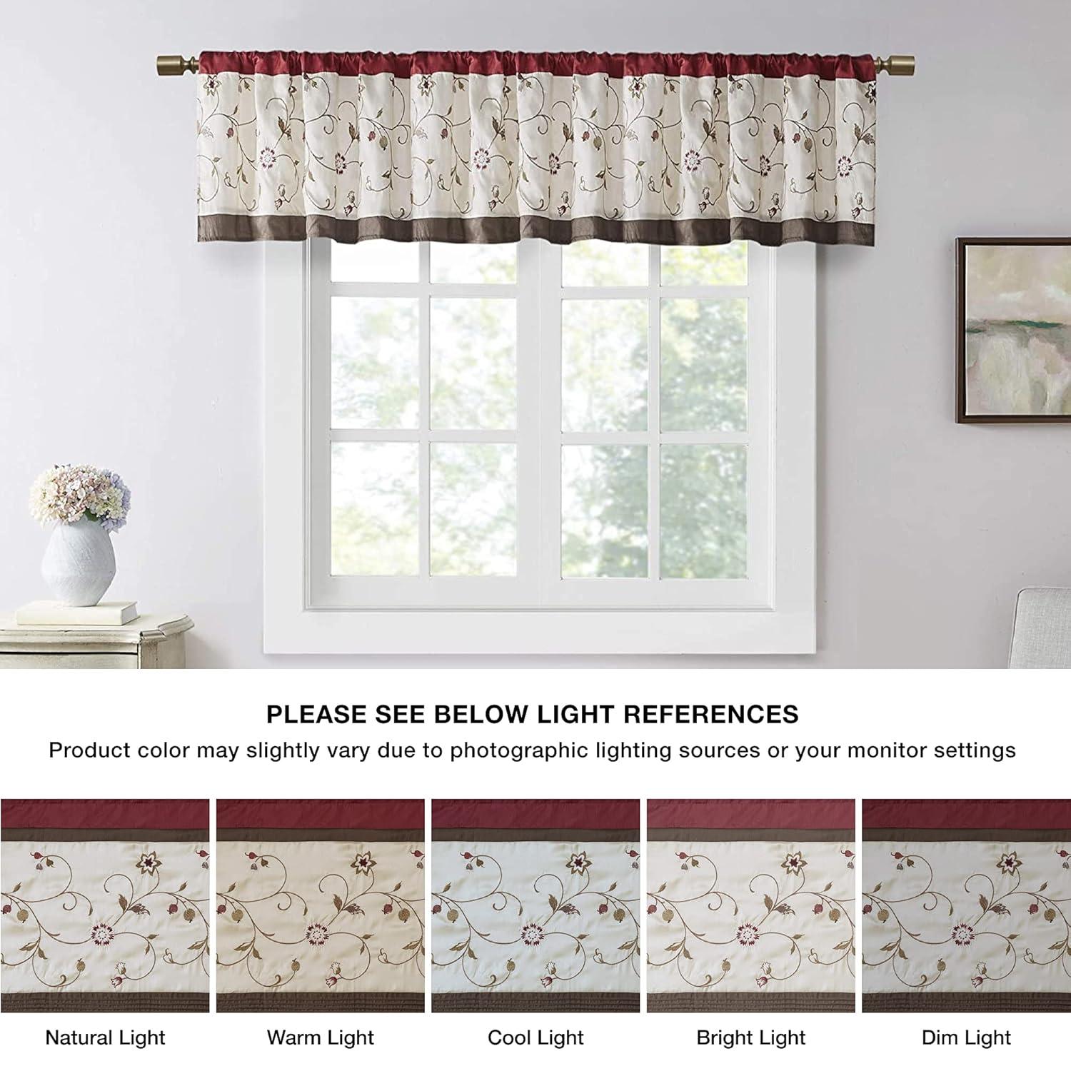 Madison Park Serene Floral Embroidered 50'' W Single Window Valance