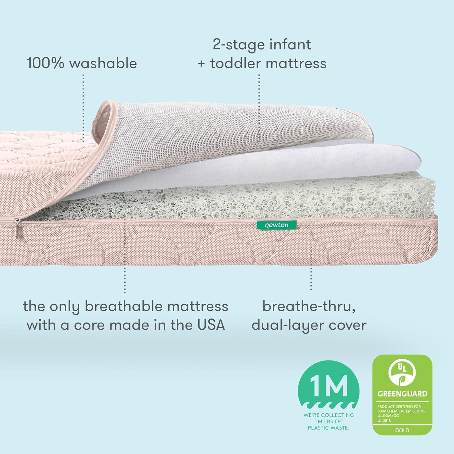 Pink Standard Water Resistant Crib and Toddler Mattress