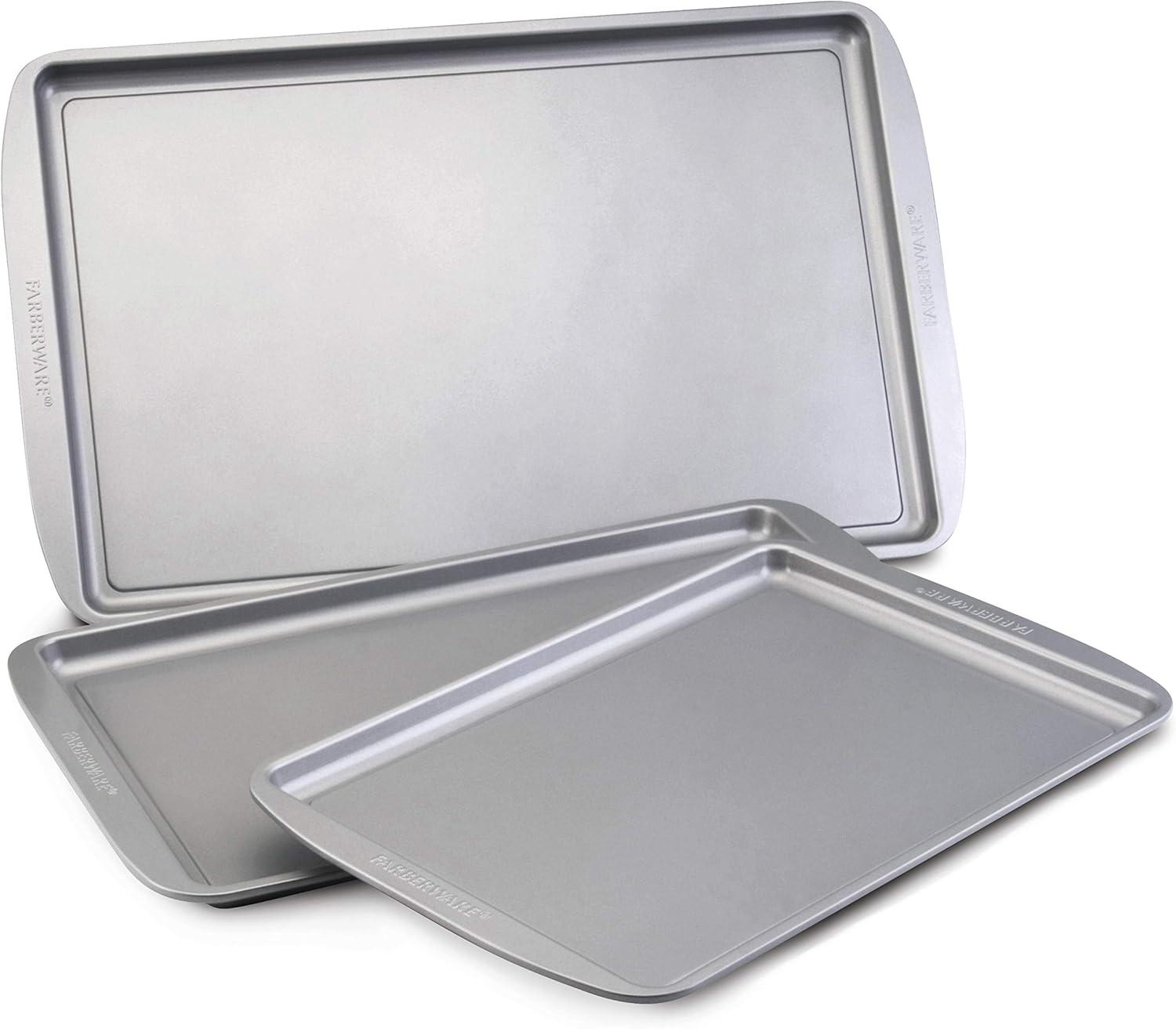 Farberware Gray Nonstick Aluminum 3-Piece Cookie Pan Set