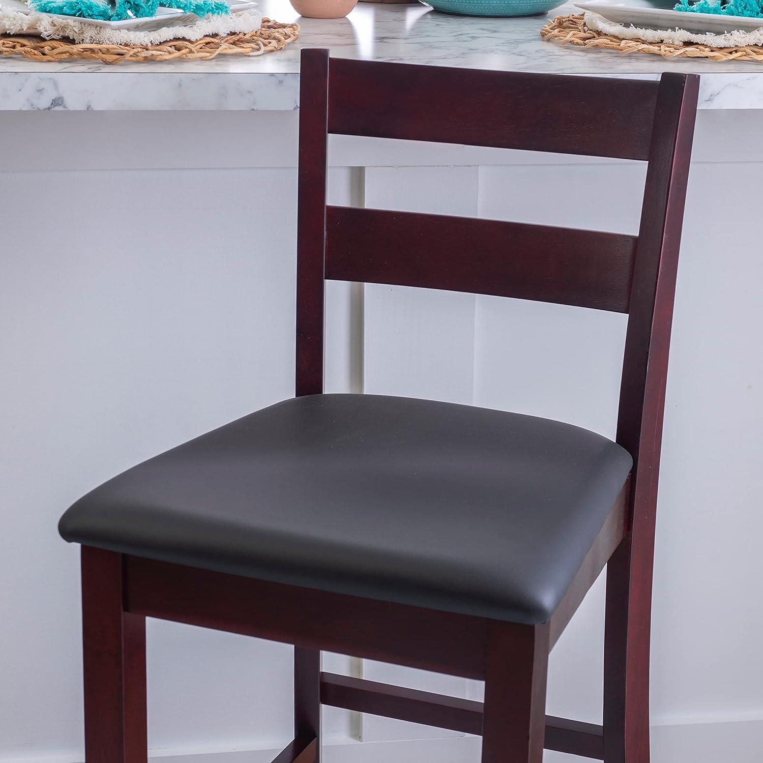 29" Triena Soho Padded Seat Faux Leather Barstool Hardwood/Brown - Linon: Upholstered, 31" High