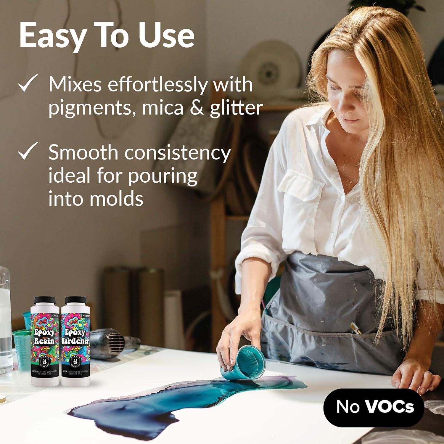 Crystal Clear Epoxy Resin Kit, 1/8 Gallon Total, 2-Part, Includes Two 16 Oz Bottles, for Tumblers, Wood, Tabletop, Countertop, Bar Crafts, Art, Molds, and Casting Projects