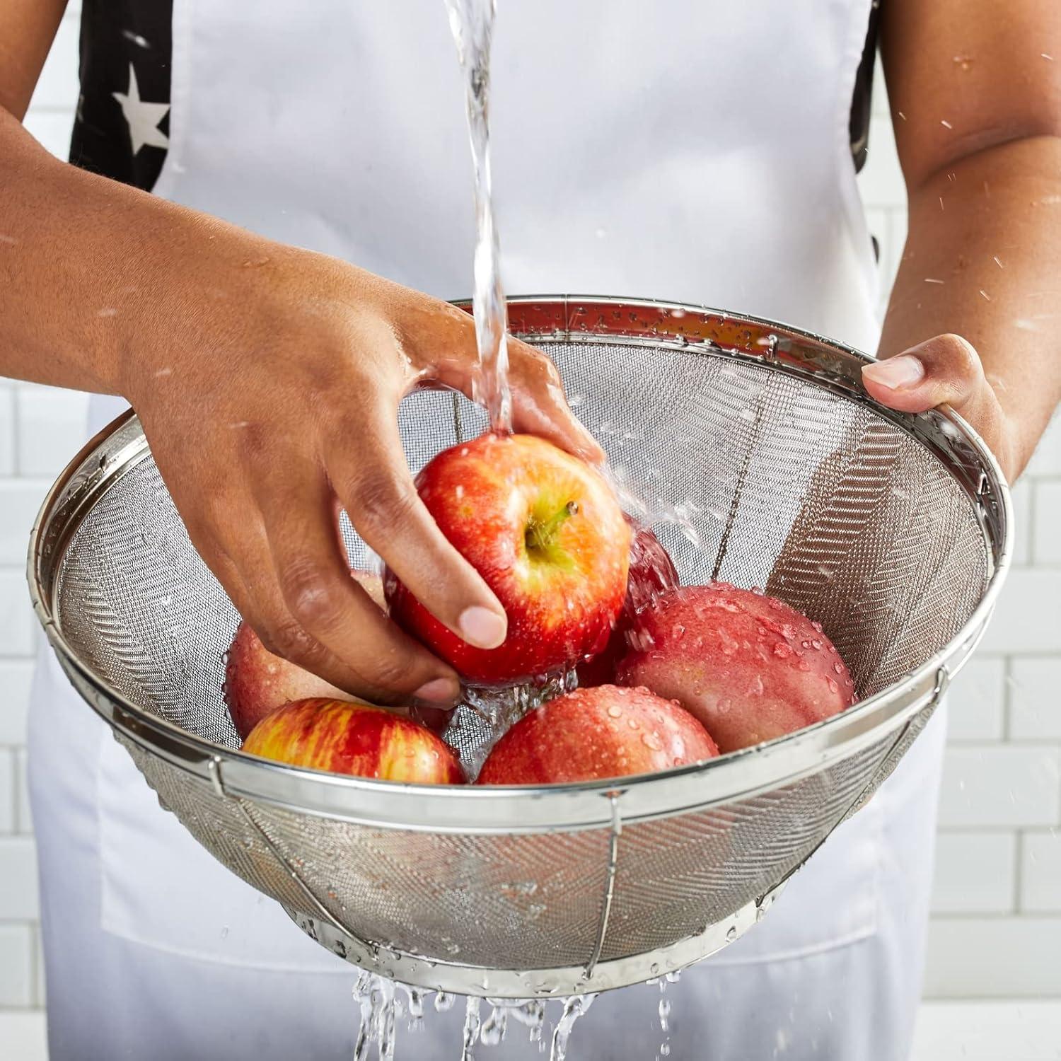 [Juvale] Juvale Large Fine Mesh Pasta Strainer, Metal Colander for Rice, Quinoa, Yogurt, 11 x 4 In