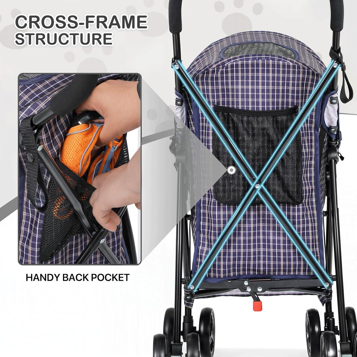 Magshion Pet Stoller Dog Cat Stoller Comfortable Lightweight Stroller With Adjustable Canopy