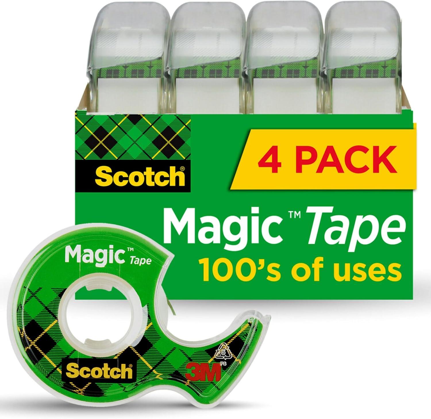 Scotch Magic Tape, 3/4 in. x 300 in., 4 Dispensers/Pack