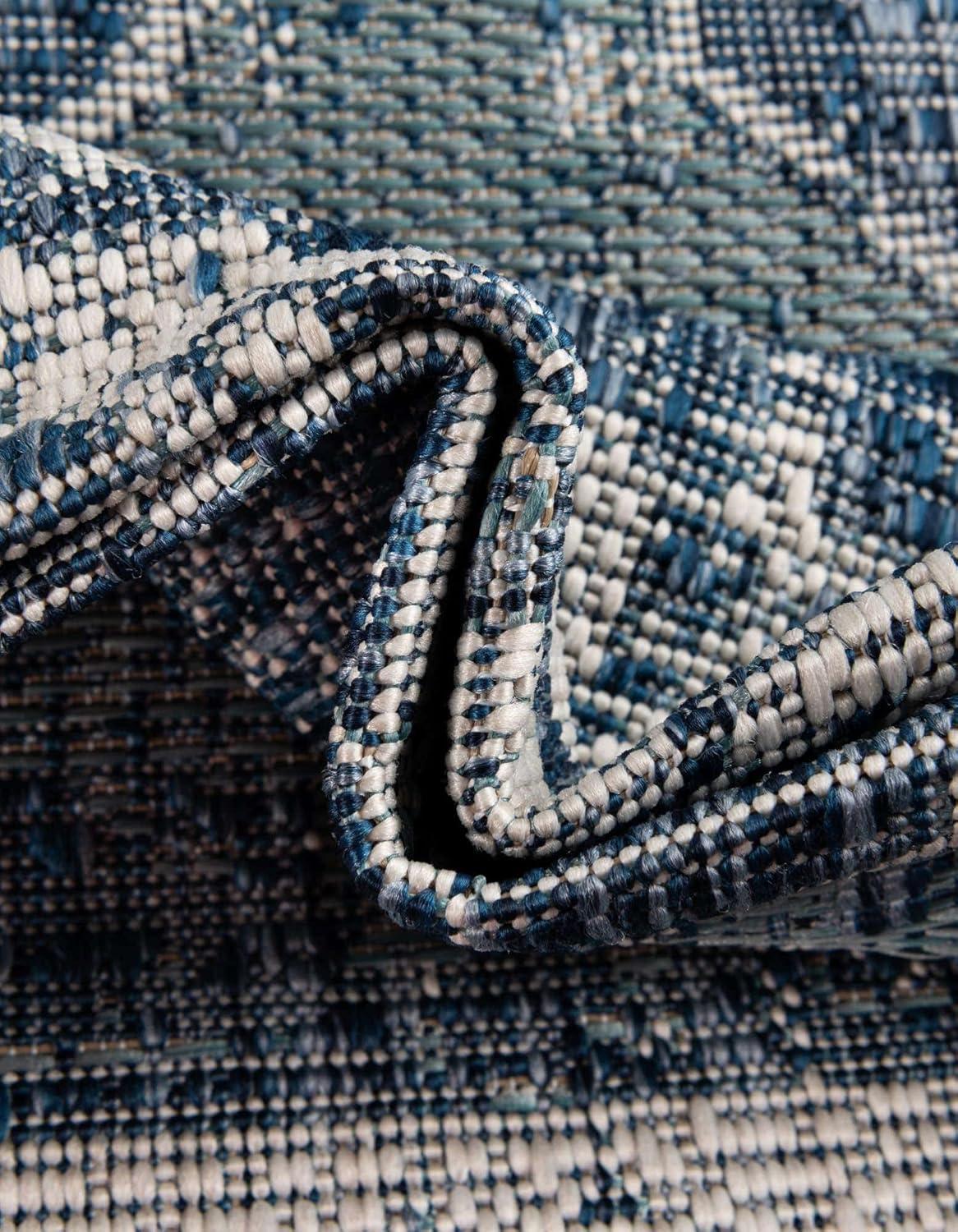 Unique Loom 5' 3 x 5' 3 Square Indoor/Outdoor Traditional Blue Area Rug