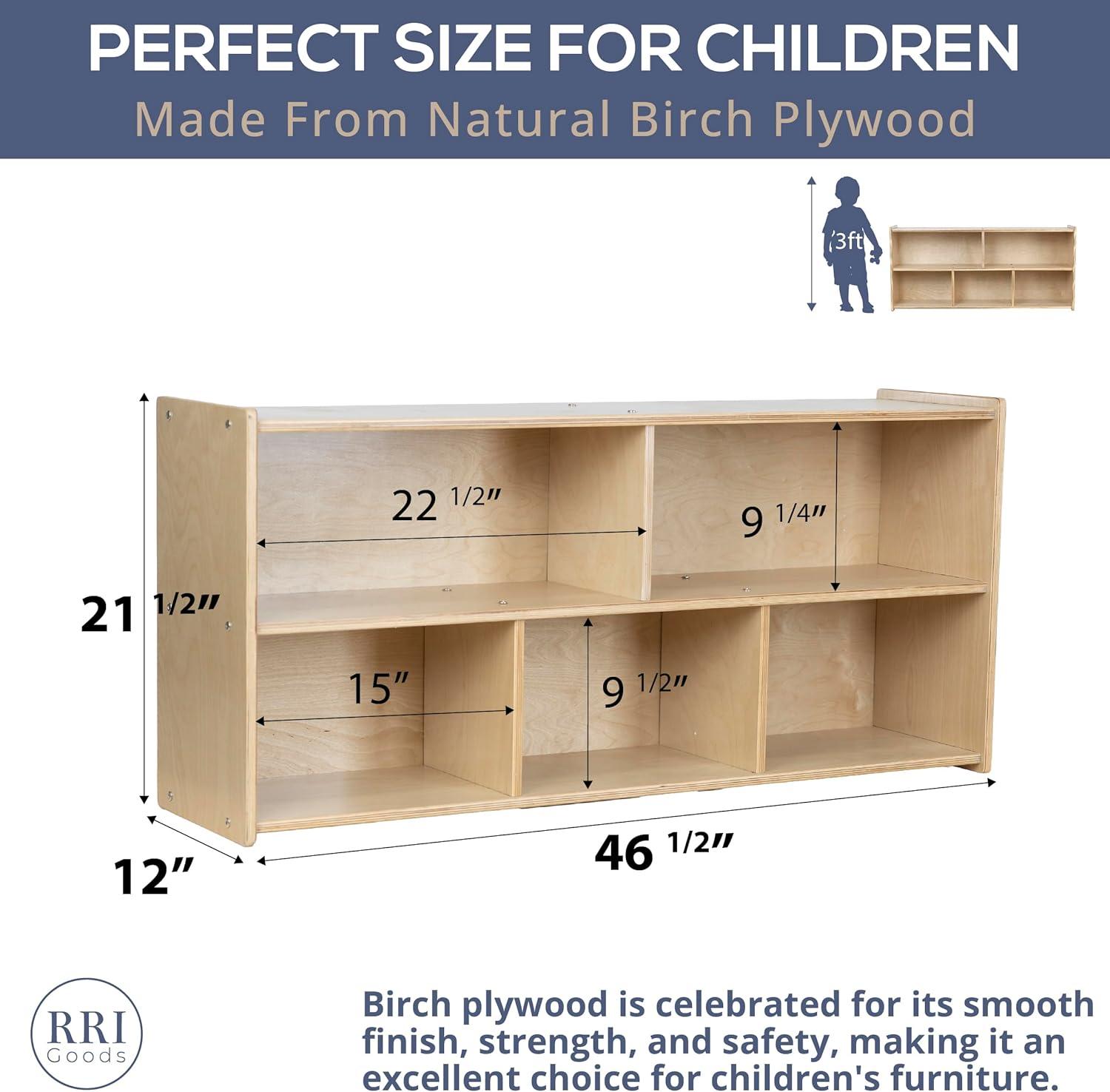 Birch Plywood 5-Cubby Montessori Toy Shelf for Kids