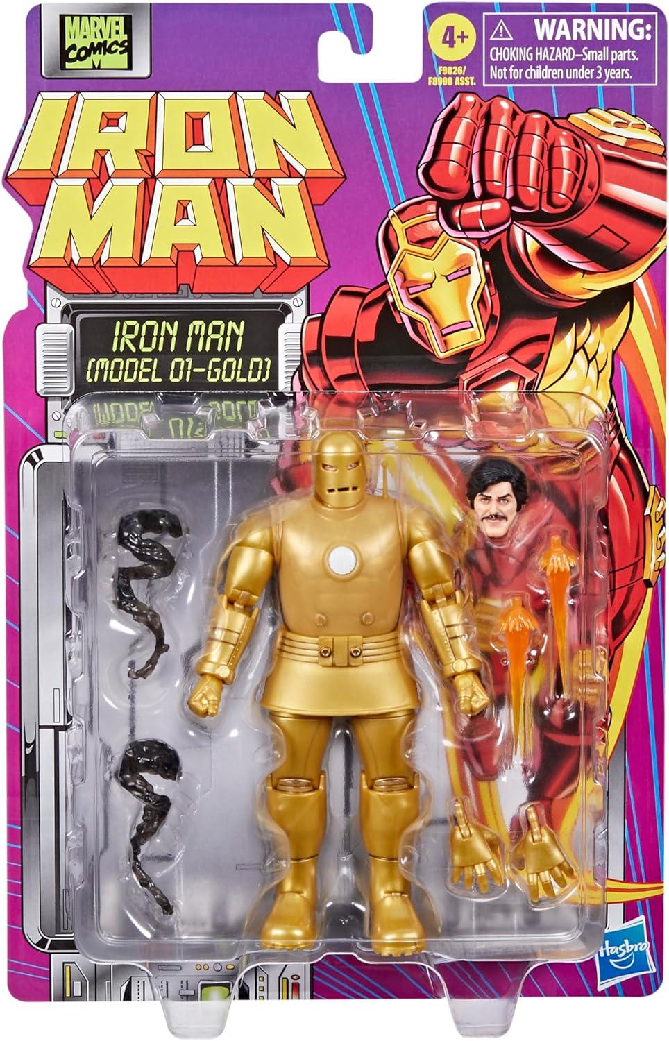 Marvel Legends Series Iron Man (Model 01 - Gold) 6" Retro Comics Collectible Action Figure