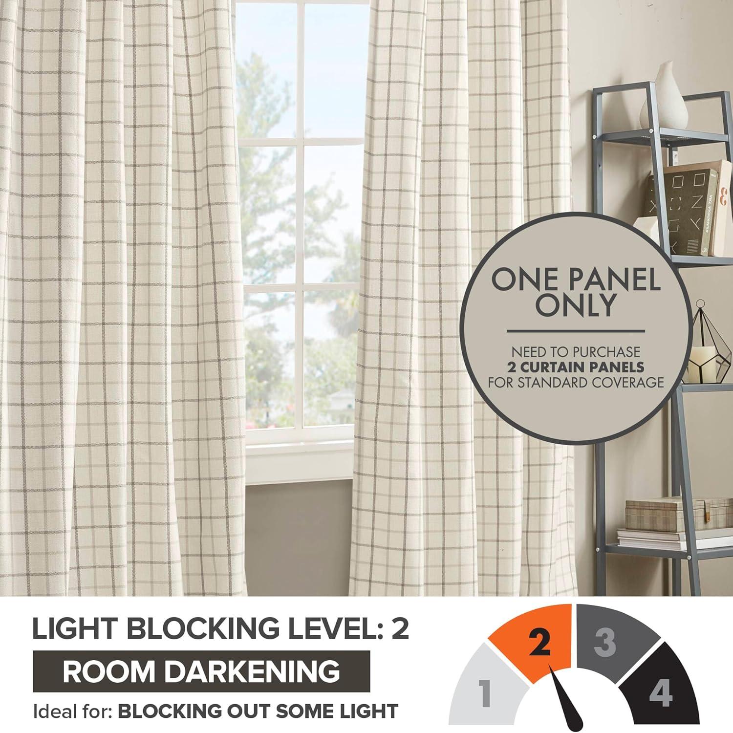 Anaheim Woven Plaid Room Darkening Thermal Fleece Lined Single Curtain Panel