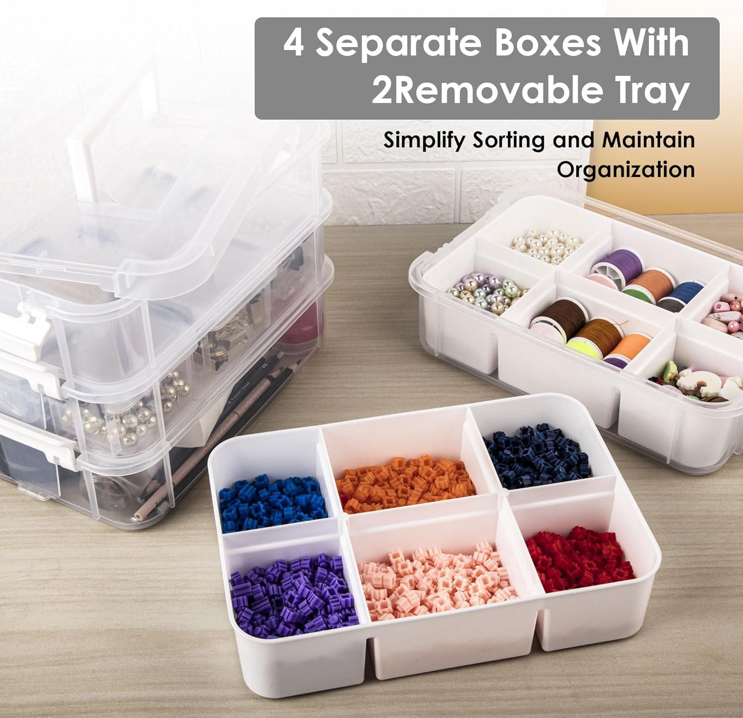 Everything Mary Clear 4-Tier Plastic Craft and Hobby Stackable Snap Box