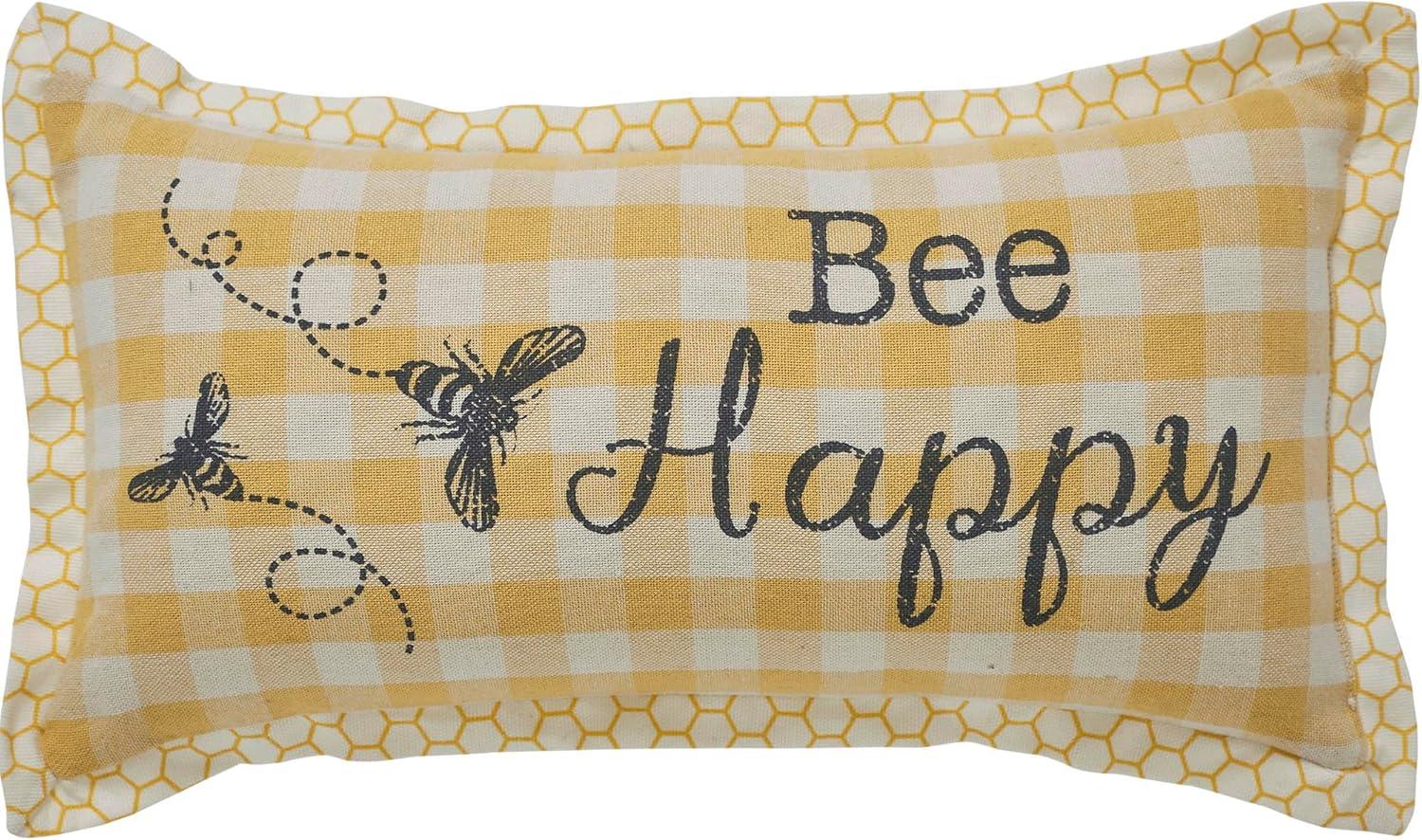 Buzzy Bees Plaid Cotton Reversible Throw Pillow