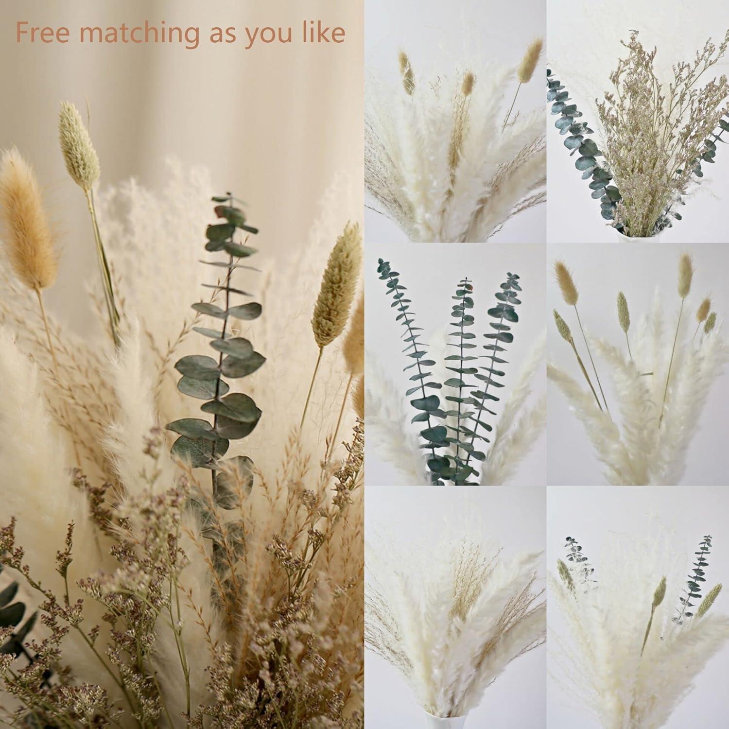 Natural 17" Beige and Green Dried Floral Arrangement