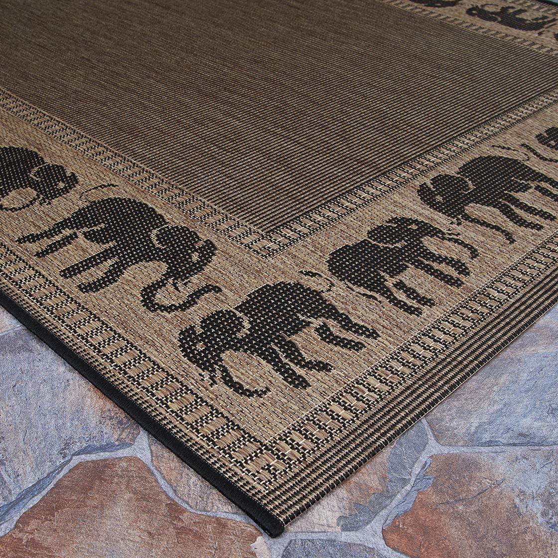 Couristan Elephant Area Rug, Cocoa/Black ,Runner, 2'3" x 7'10"