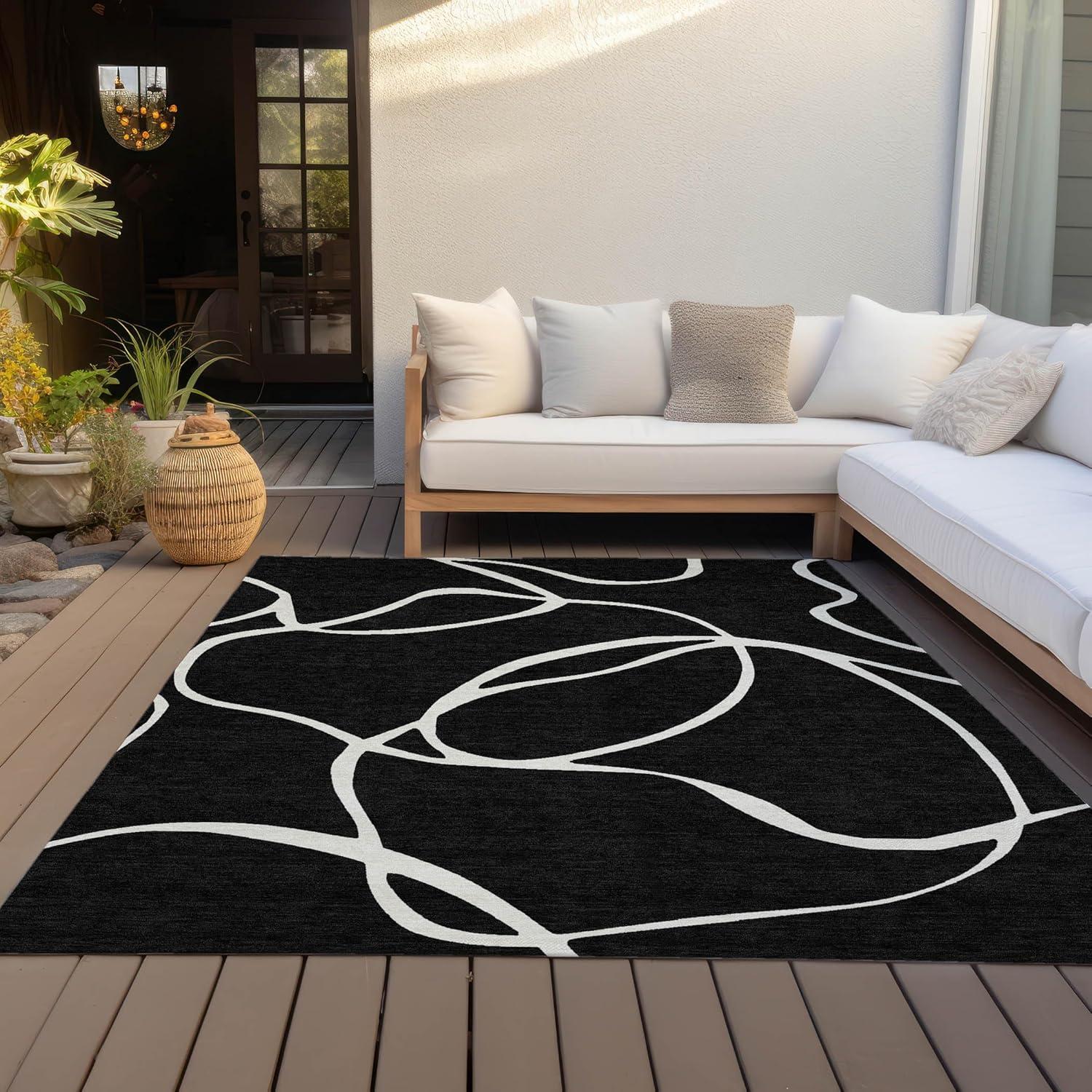 Addison Rugs Chantille ACN999 Black 2'6" x 3'10" Indoor Outdoor Area Rug, Easy Clean, Machine Washable, Non Shedding, Bedroom, Entry, Living Room, Dining Room, Kitchen, Patio Rug