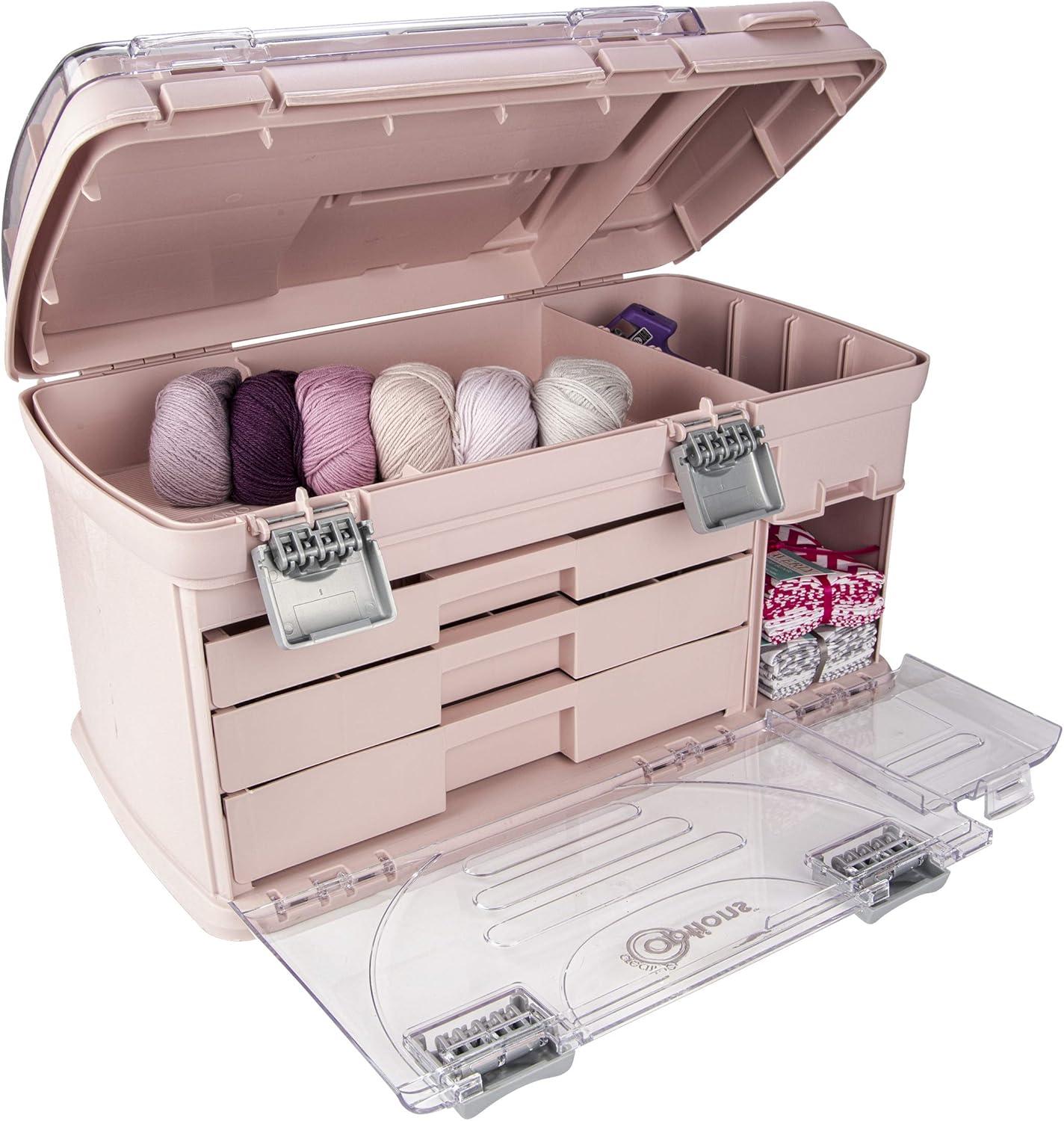 Large Pink Portable 3-Drawer Craft Storage Organizer