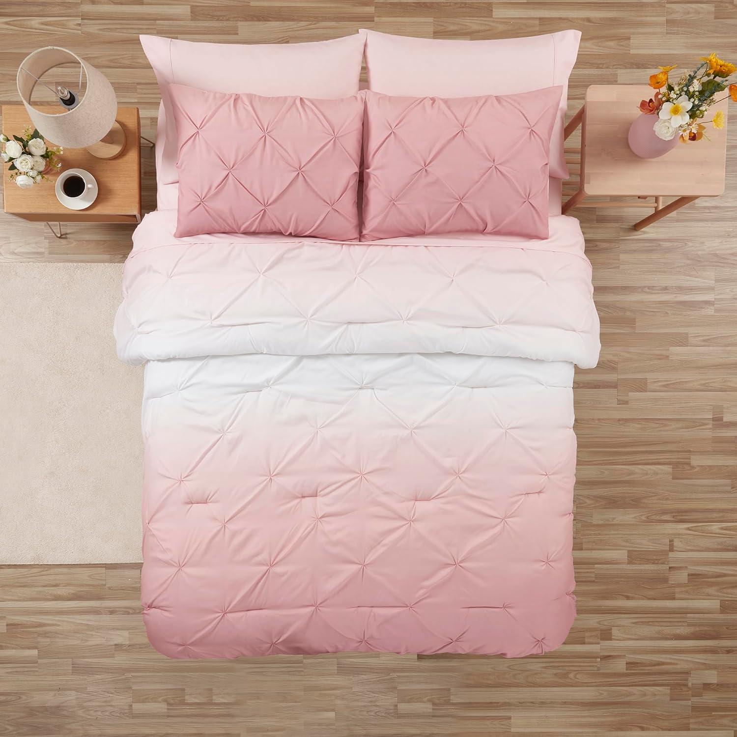 Twin Pink Microfiber Down Alternative Bed in a Bag Set