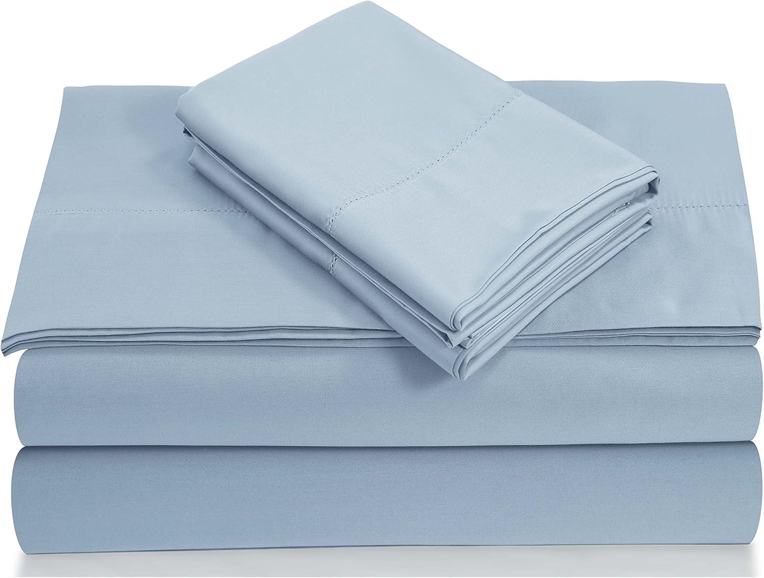 Tribeca Living Egyptian Cotton 800 Thread Count Deep Pocket Bed Sheet Set Blue Queen Modern & Contemporary, Casual