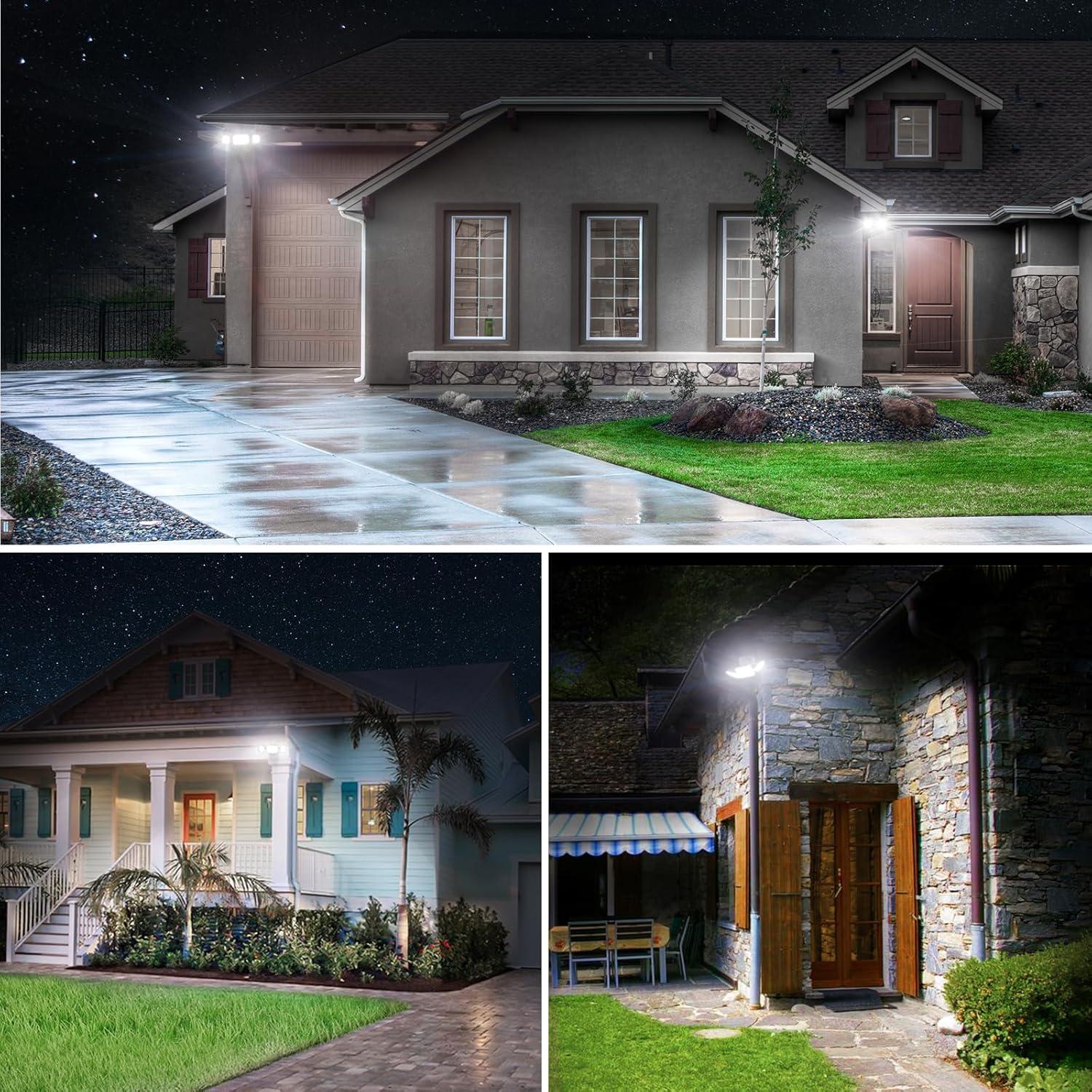 60W Flood Lights Outdoor, Switch Controlled 6000LM LED Security Lights, IP65 Waterproof Outside Floodlights, 6500K Exterior Flood Light Fixture Wired for House Yard Porch Eave Black