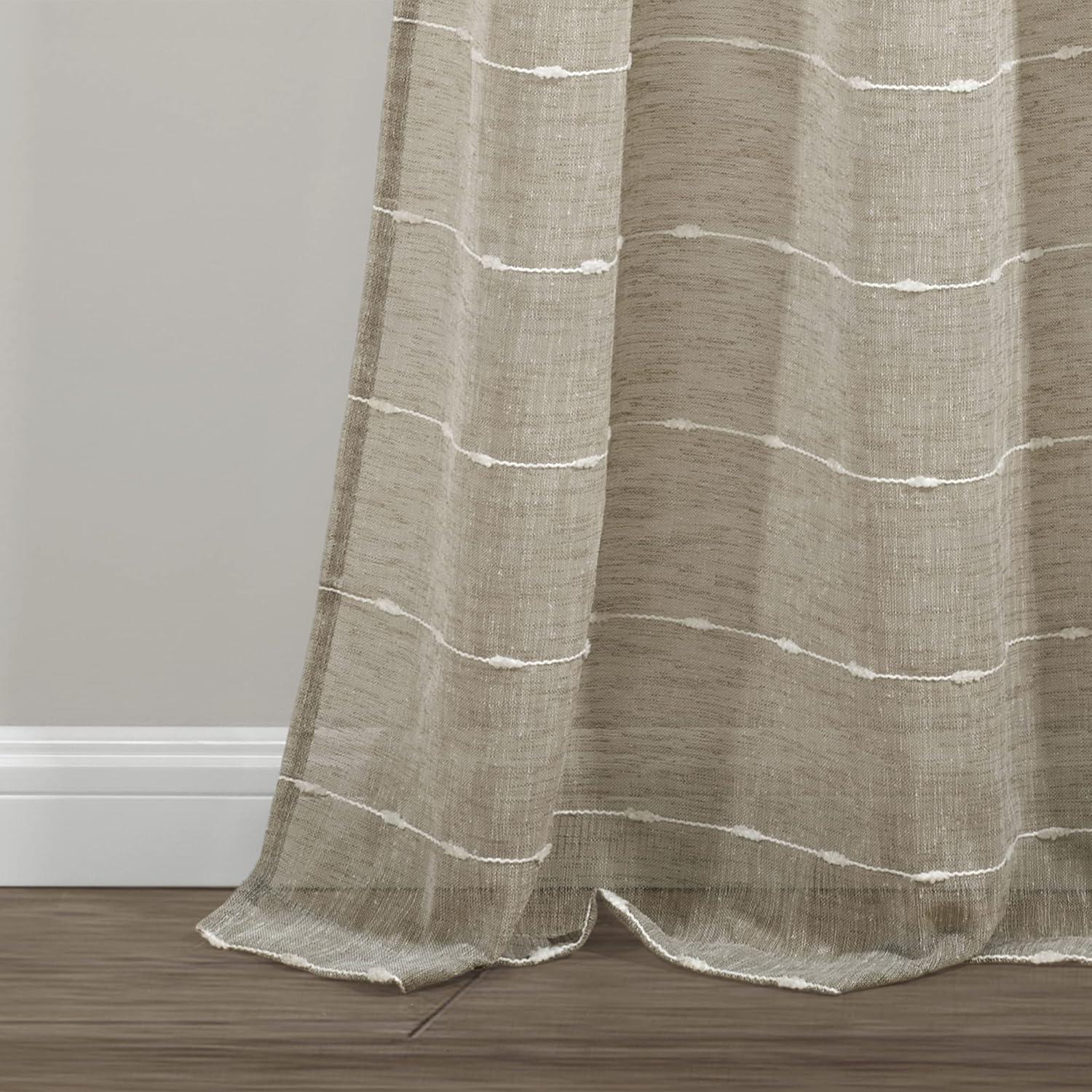 Farmhouse Textured Sheer Polyester Sheer Curtain Pair (Set of 2)