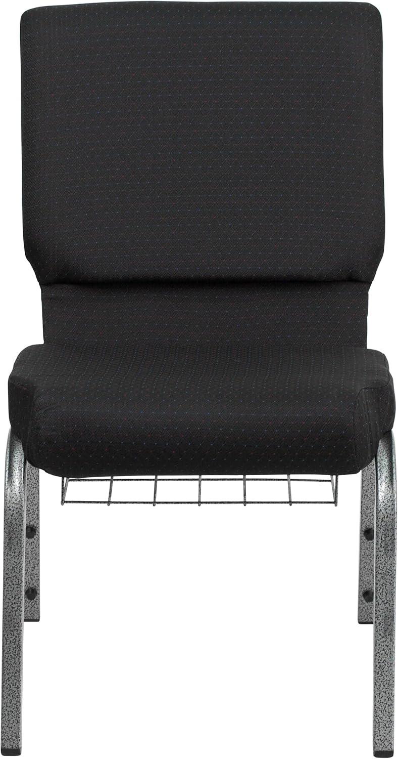 Elegant Black Fabric and Silver Steel Stacking Chair