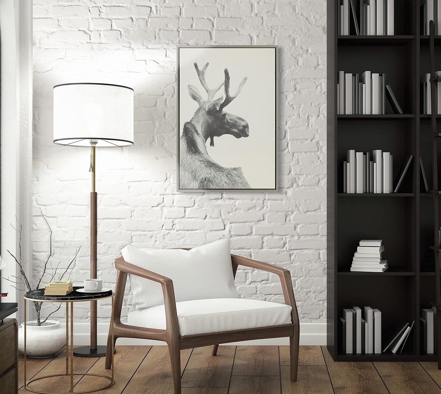 Gray Framed Moose Canvas Wall Art, 23x33