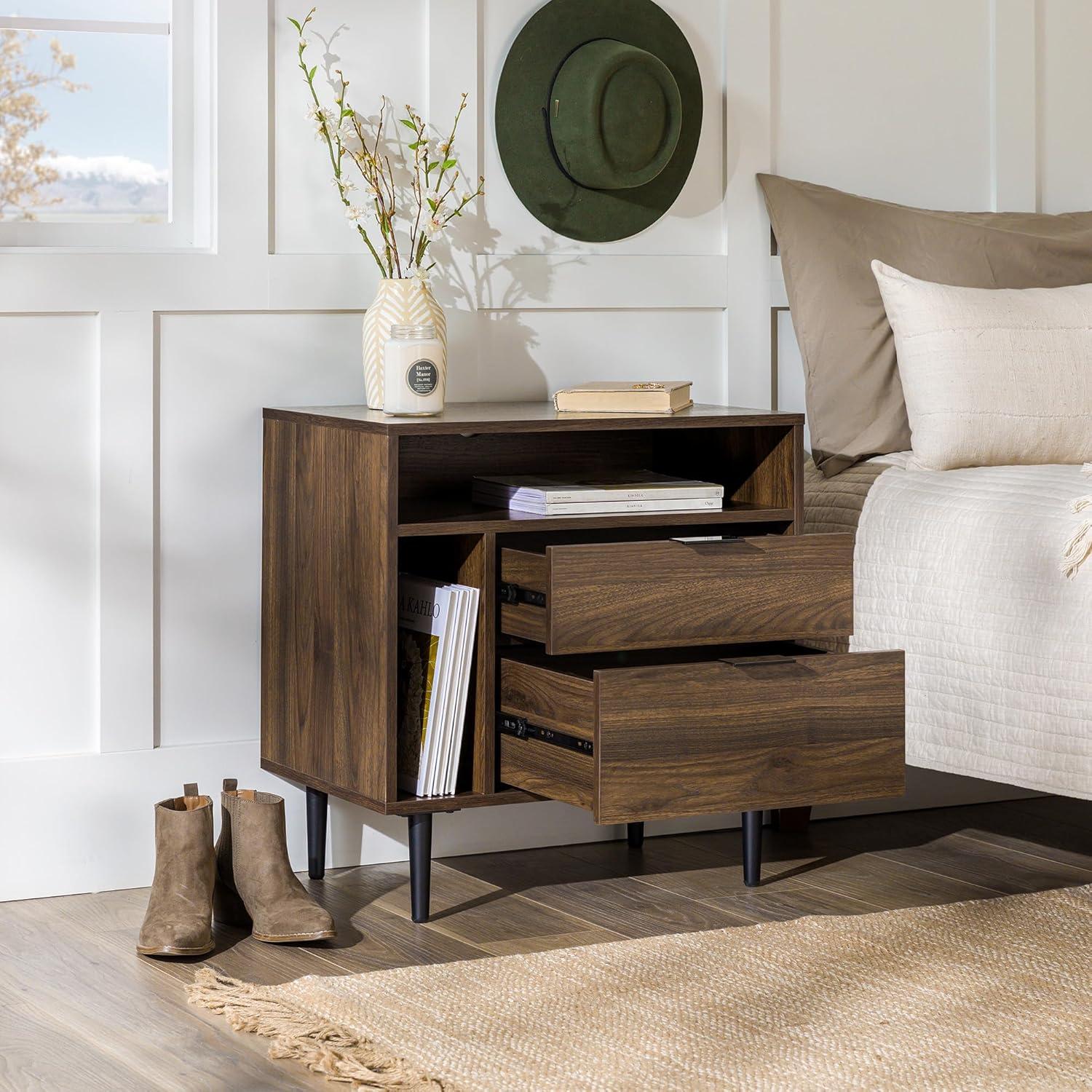 Lincoln 25" Modern Storage Bedroom Nightstand in Dark Walnut