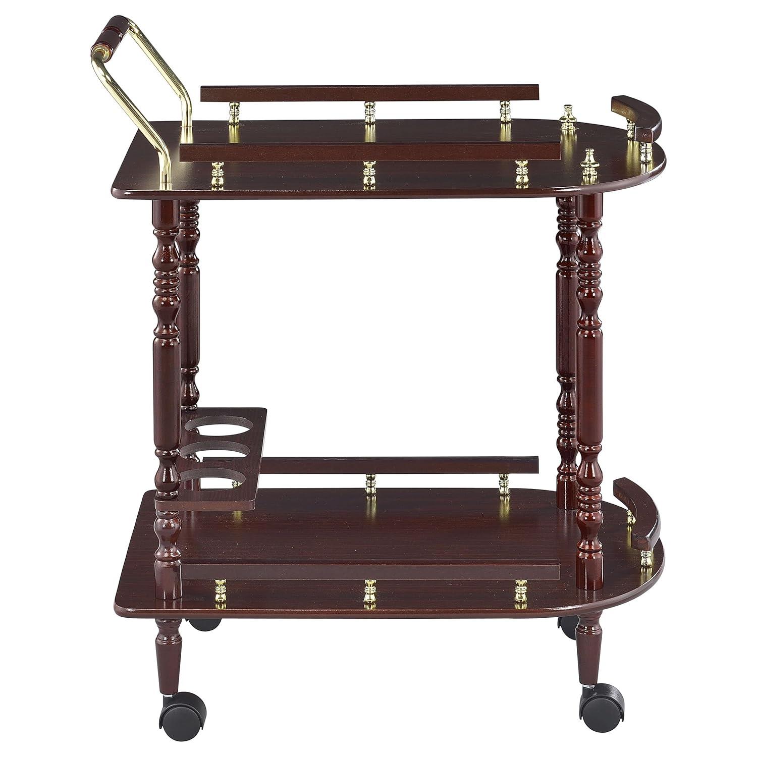 Coaster Palmer Traditional 2 Tier Wood Serving Cart Merlot/Brass