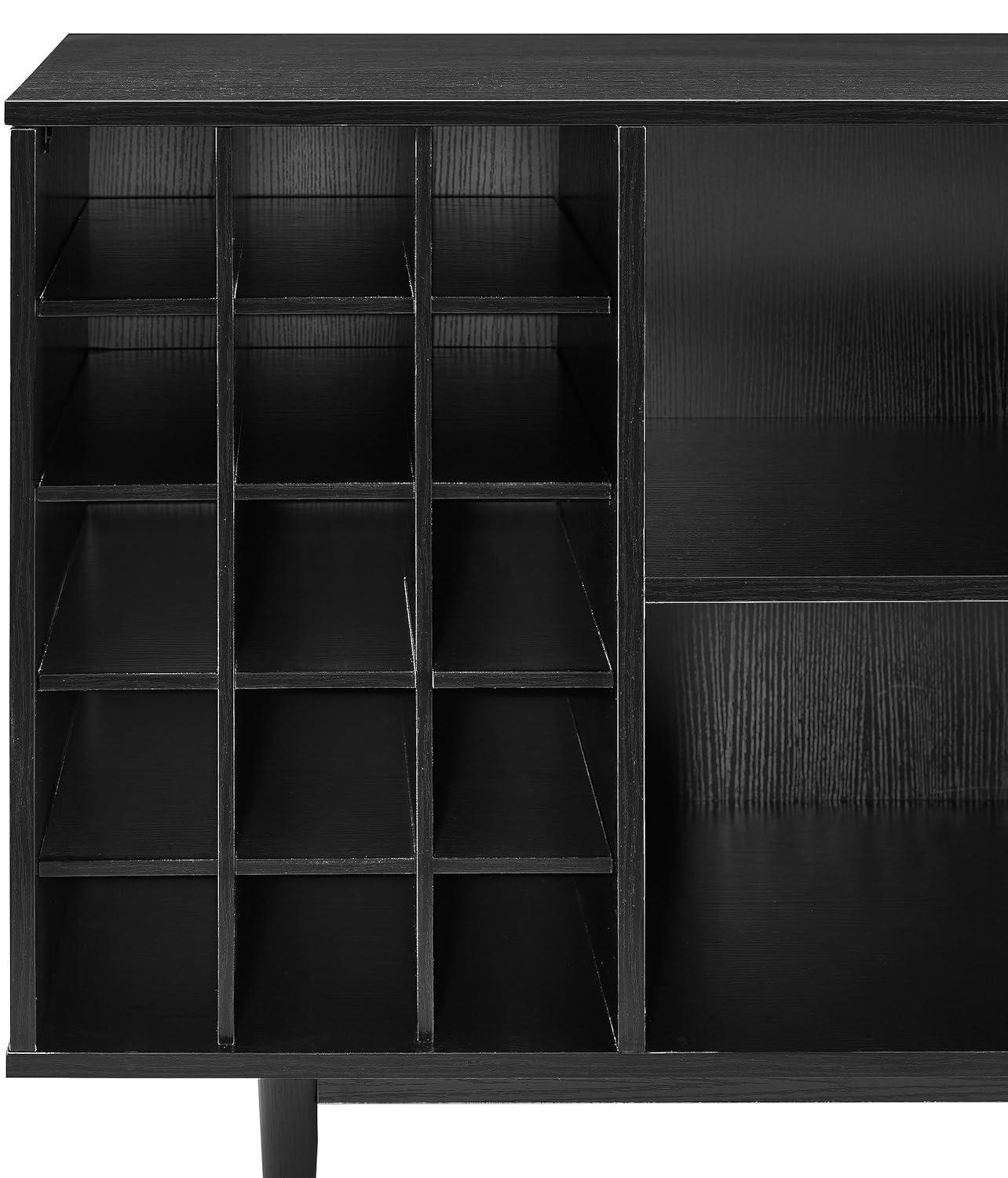 Liam Black Mid-Century Modern Wine Storage Sideboard