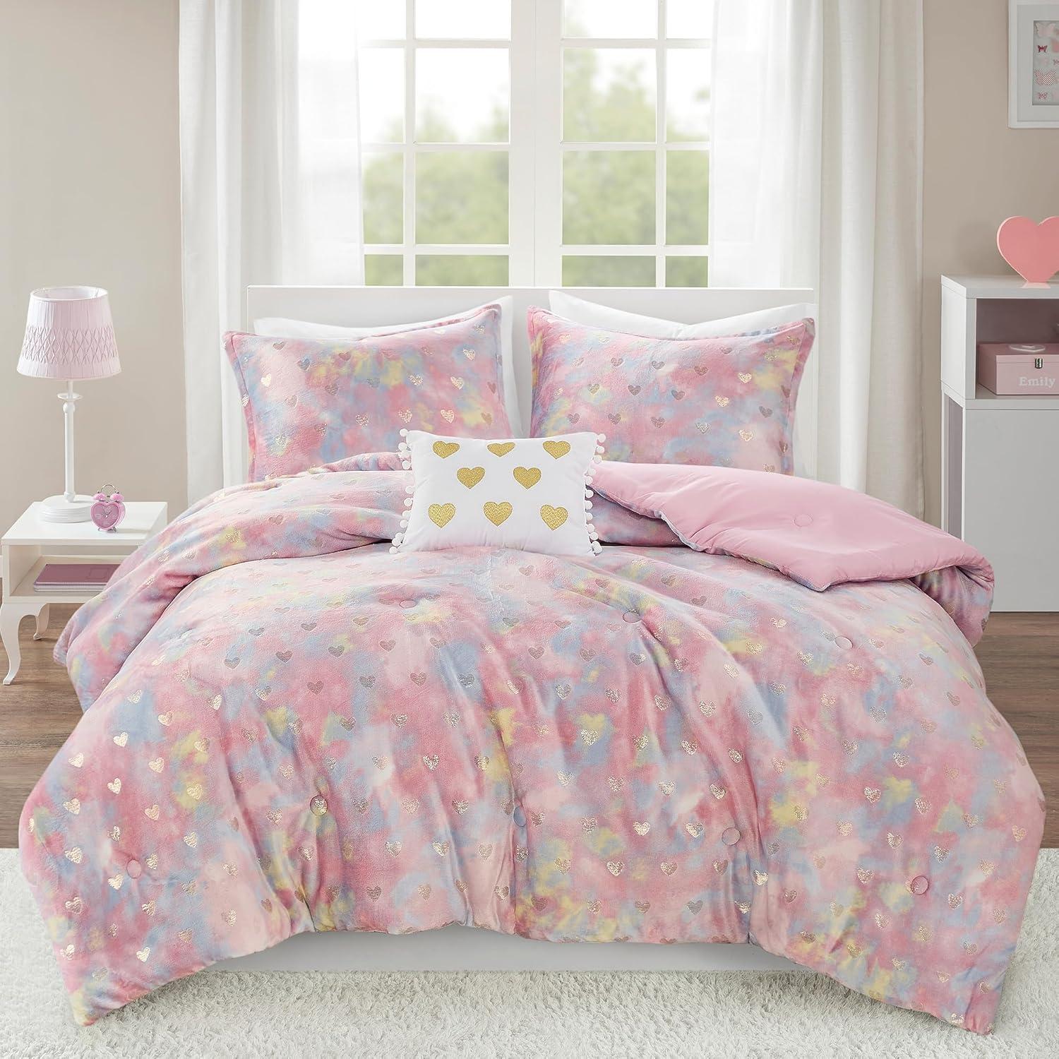 Mi Zone Rosalie Metallic Printed Plush Comforter Set
