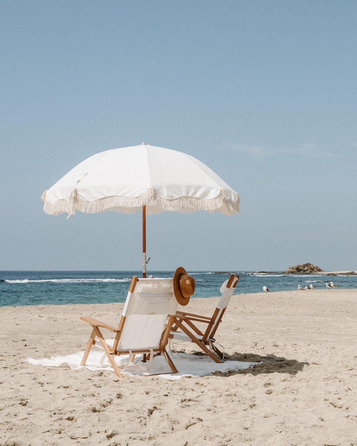 Premium Beach Umbrella by Business & Pleasure Co. - Antique White