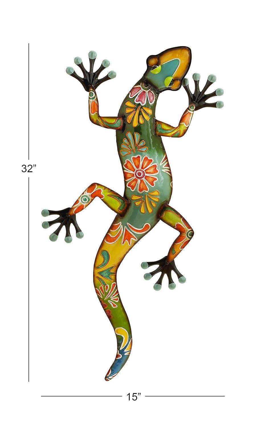DecMode Multi Colored Metal Indoor Outdoor Lizard Wall Decor