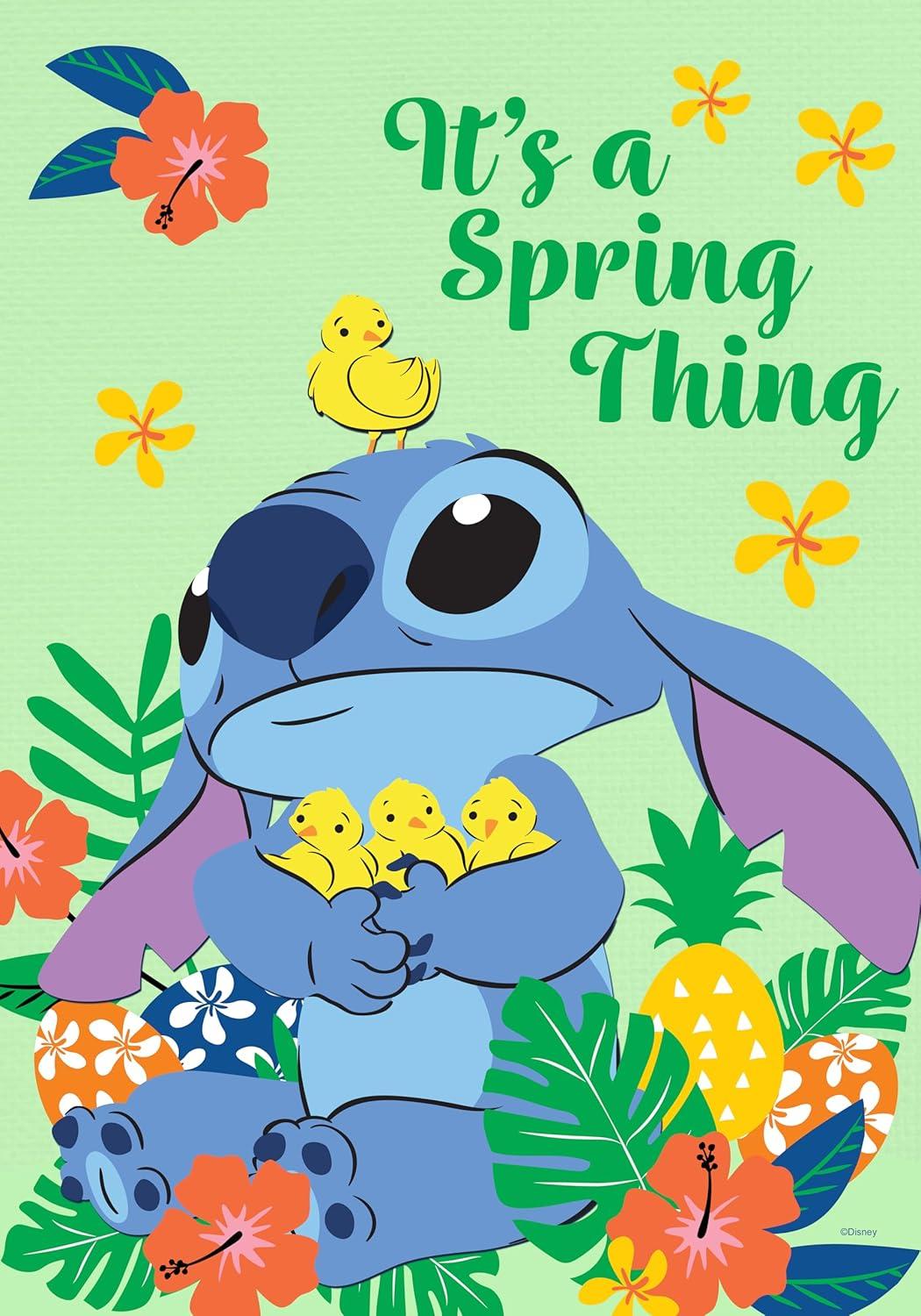 Back Yard Glory Disney Stitch Spring Chicks Garden Flag, 12.5" x 18", Officially Licensed Disney Product, Flag Stand Sold Separately