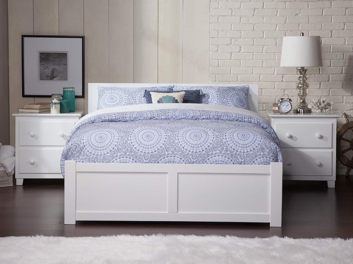 Orlando Queen White Eco-Friendly Hardwood Bed with Storage Drawers