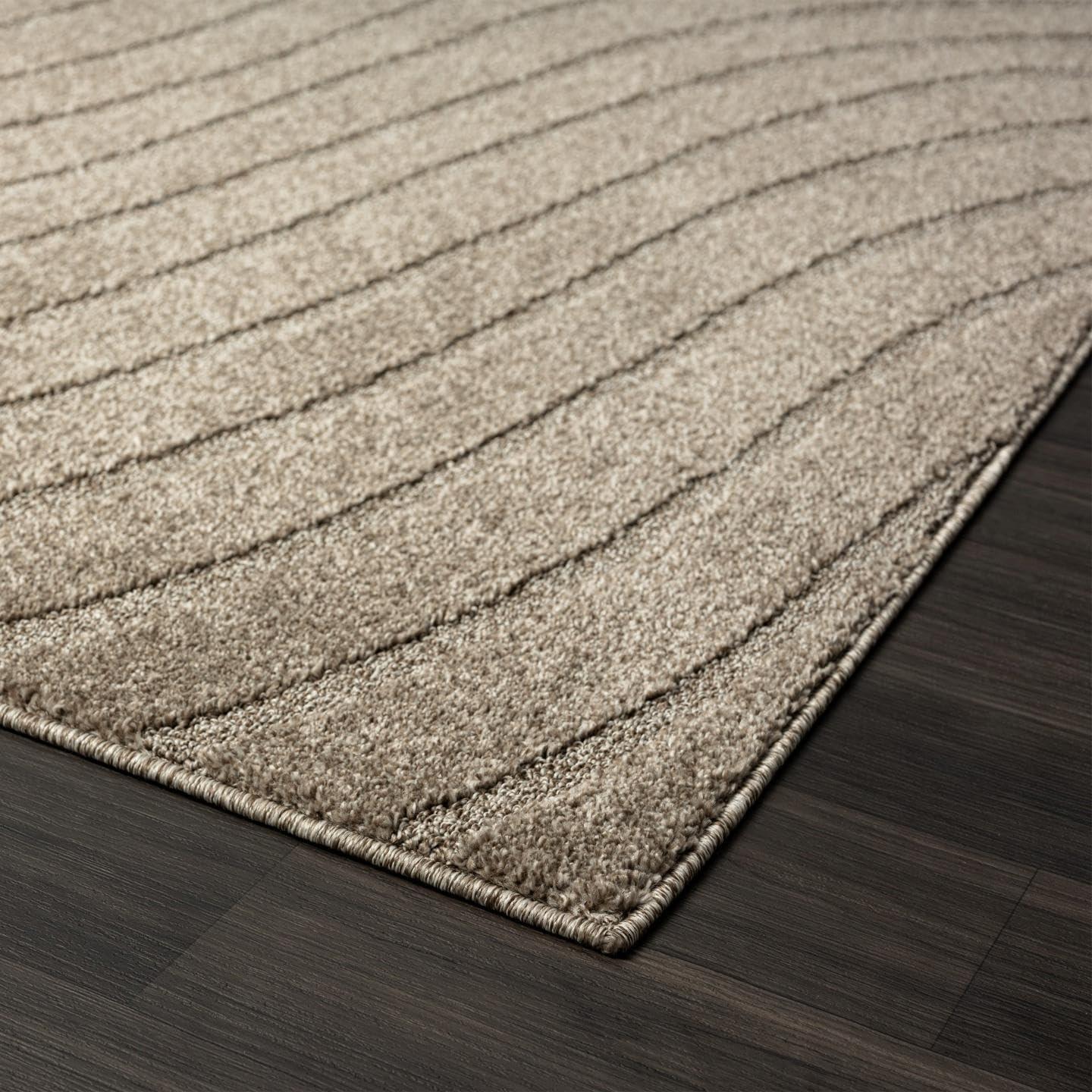 Luxe Weavers Modern Geometric Wave Taupe 5x7 Area Rug