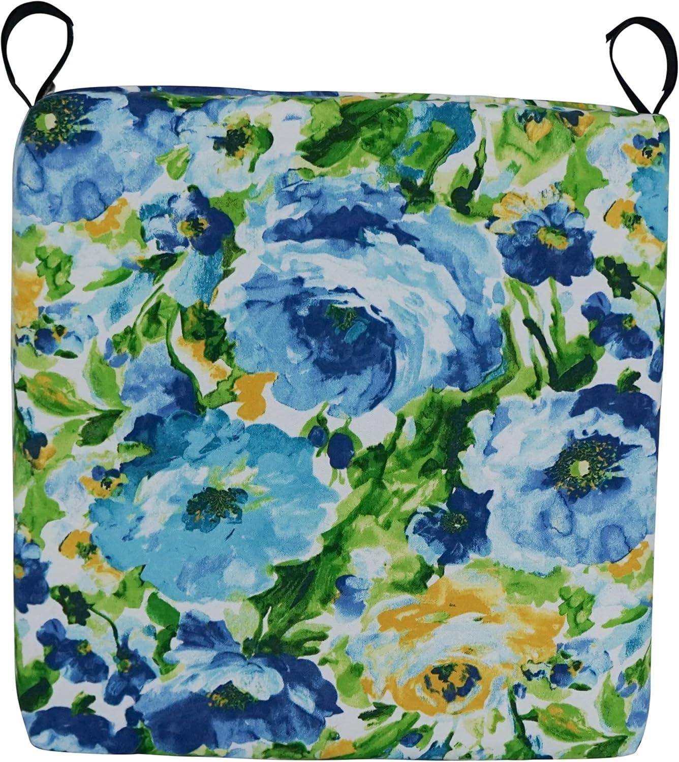Blazing Needles Set of 4 Outdoor Chair Cushions, Lesandra Sunblue