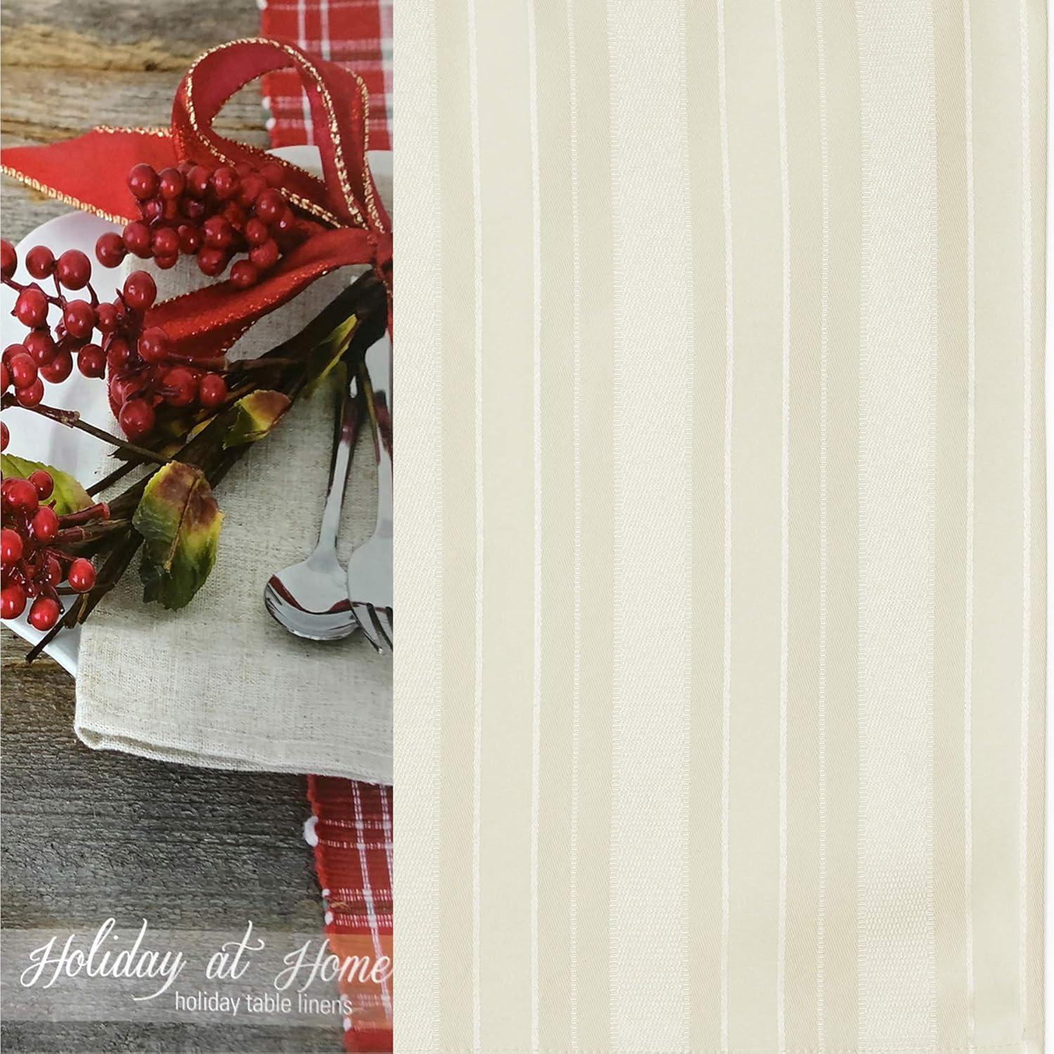 Elrene Denley Stripe Jacquard Stain Resistant Napkin Set of 4 - 17" x 17" - Elrene Home Fashions