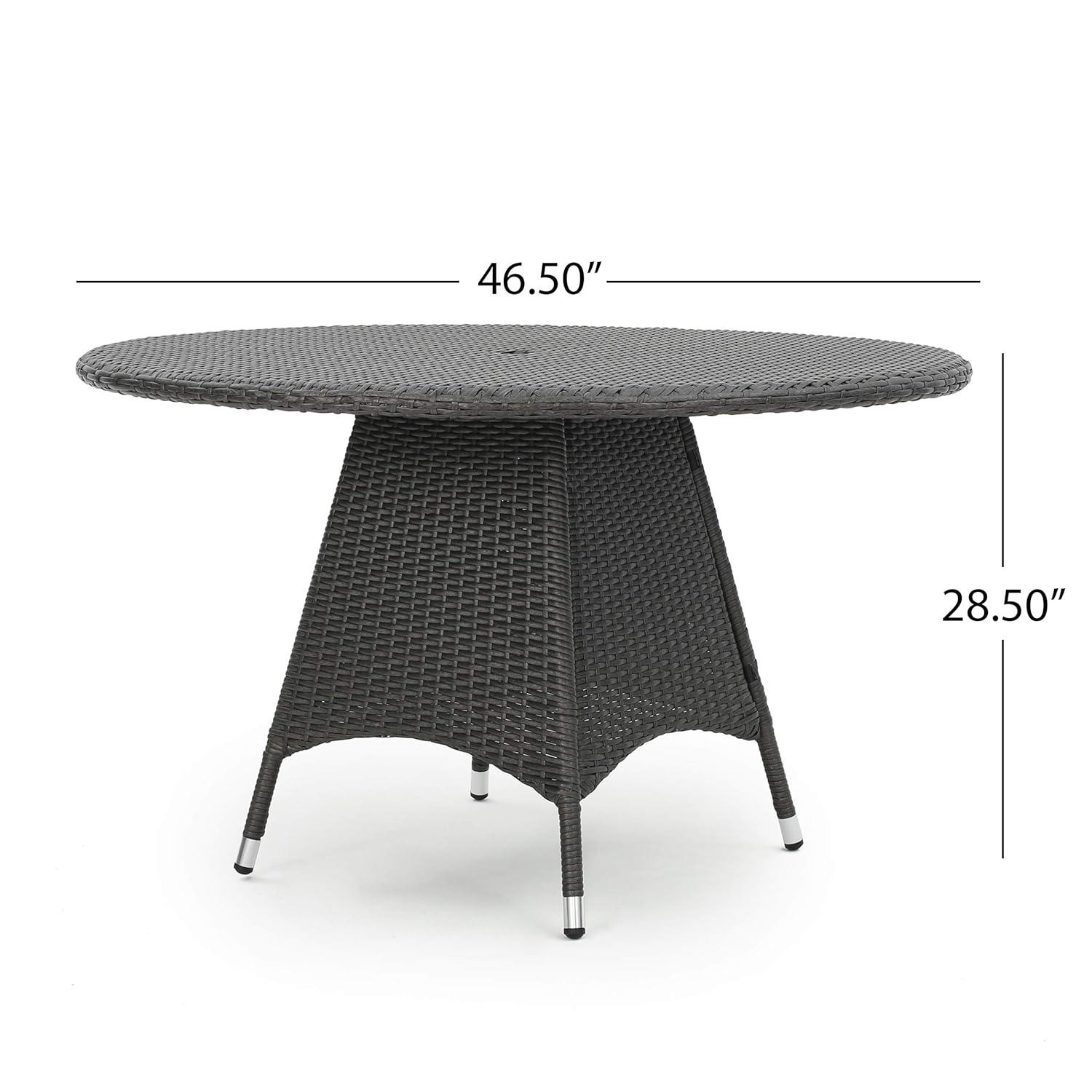 Colonial Outdoor Wicker Round Dining Table, Grey