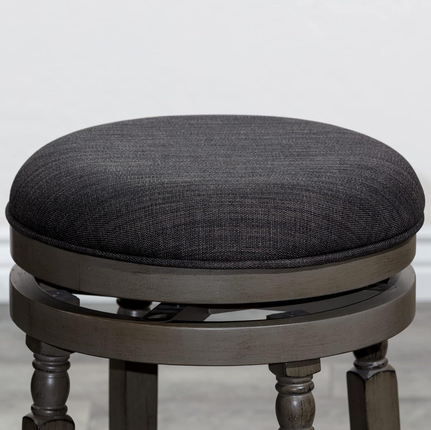 Flared Leg Charcoal Fabric 24" Swivel Saddle Stool in Weathered Gray