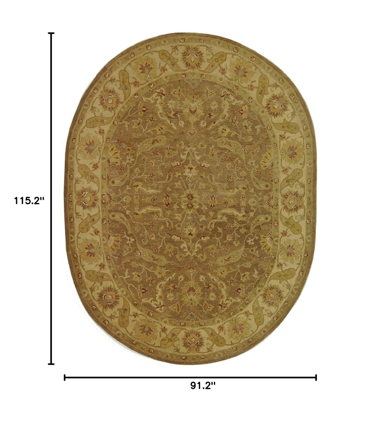 SAFAVIEH Antiquity Beaufort Traditional Floral Wool Area Rug, Brown/Gold, 7'6" x 9'6" Oval