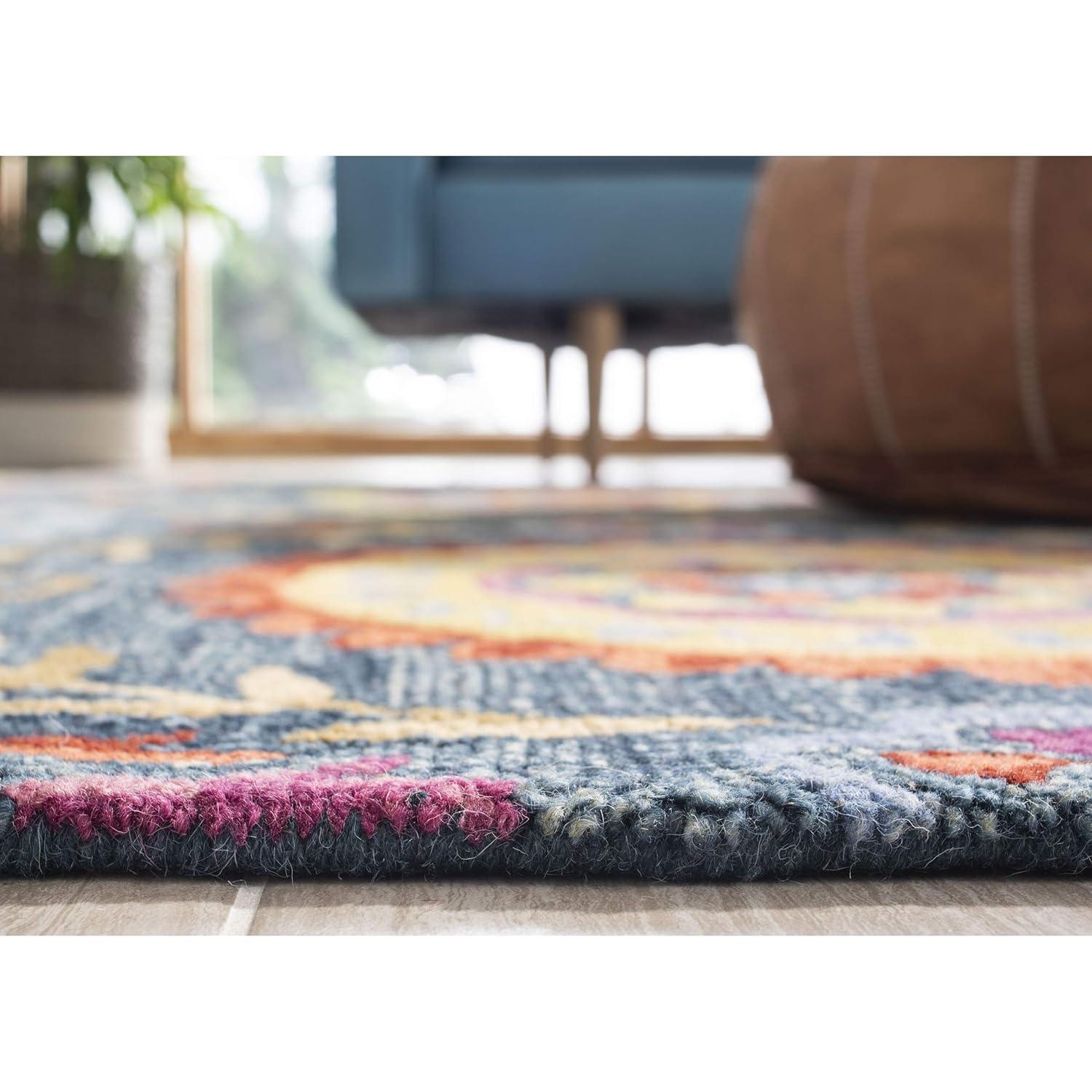 Suzani SZN374 Hand Hooked Indoor Area Rug - Blue/Multi - 8'x10' - Safavieh