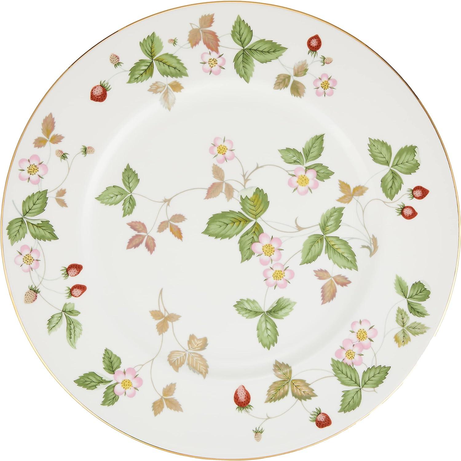 Wild Strawberry Fine Bone China Dinner Plate with Gold Rim