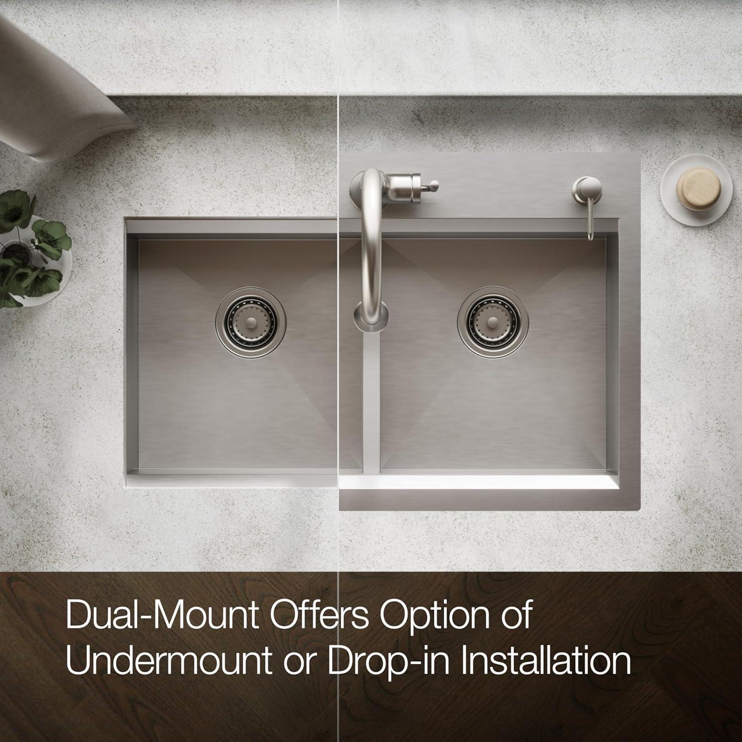 Task Smart Divide33-In X 22-In Top-Mount/Undermount Double-Equal Workstation Kitchen Sink With Accessories