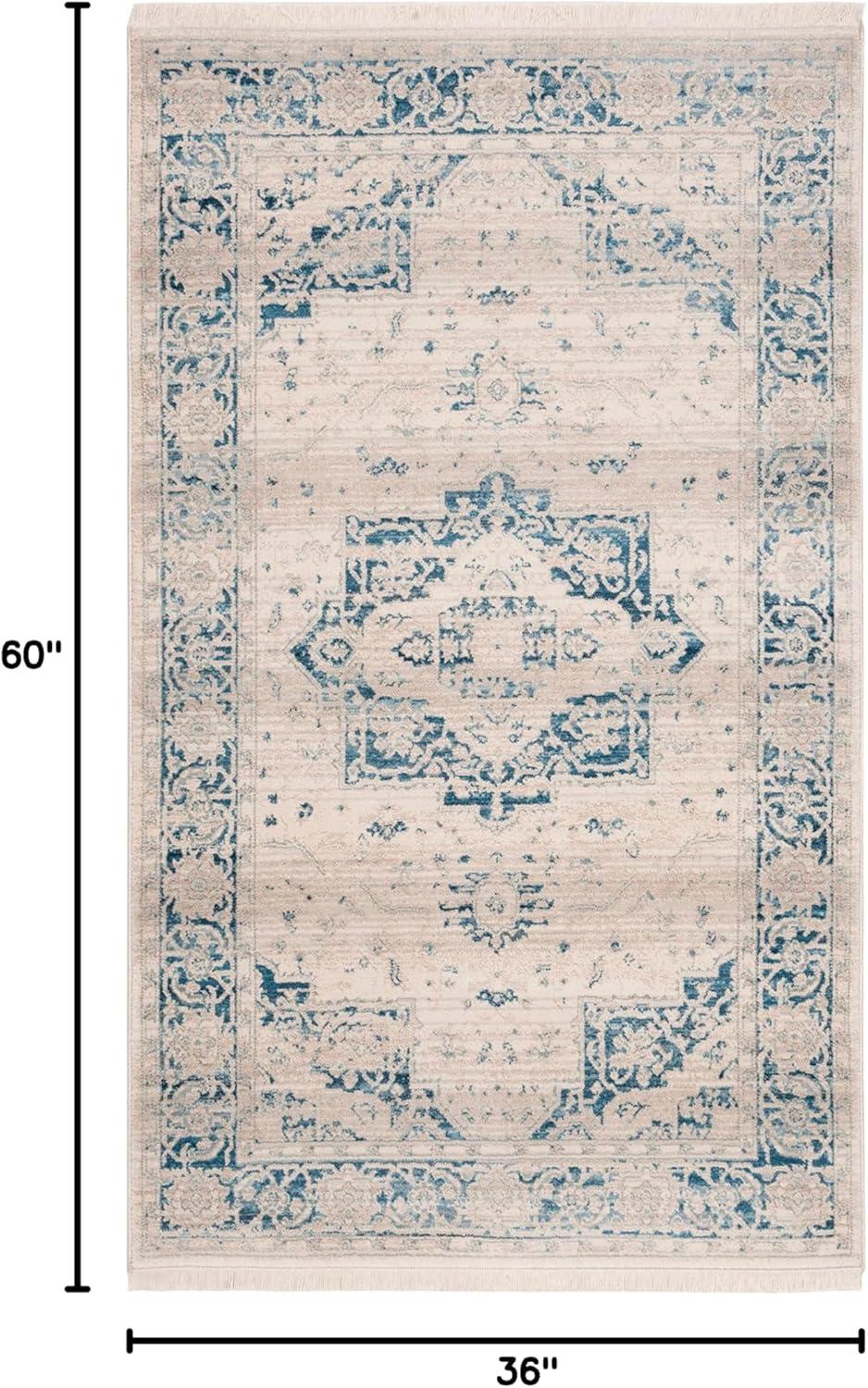 Vintage Persian VTP447 Power Loomed Indoor Accent Rug - Ivory/Blue - 3'x5' - Safavieh